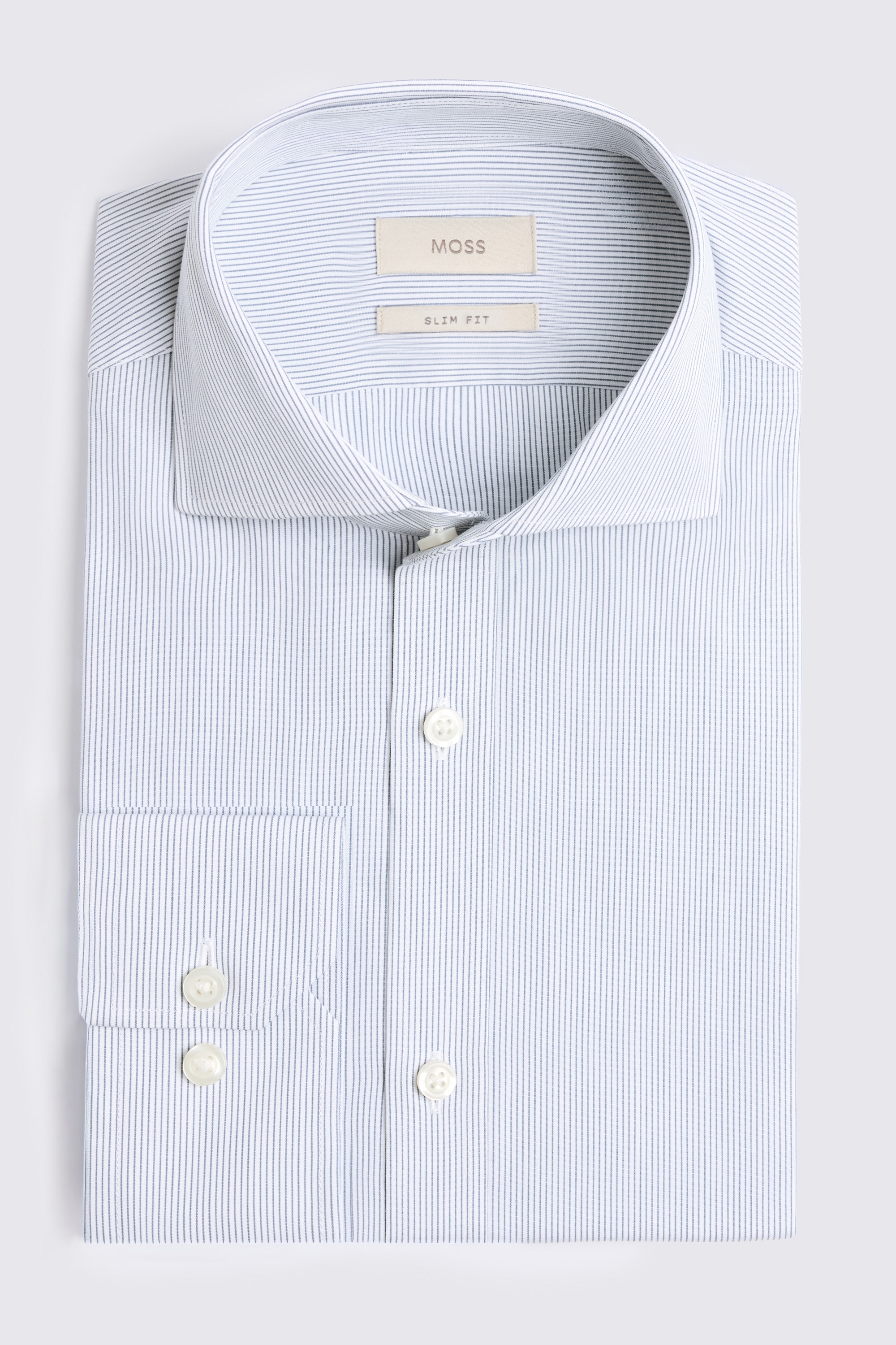 Slim Fit Navy Narrow Stripe Shirt