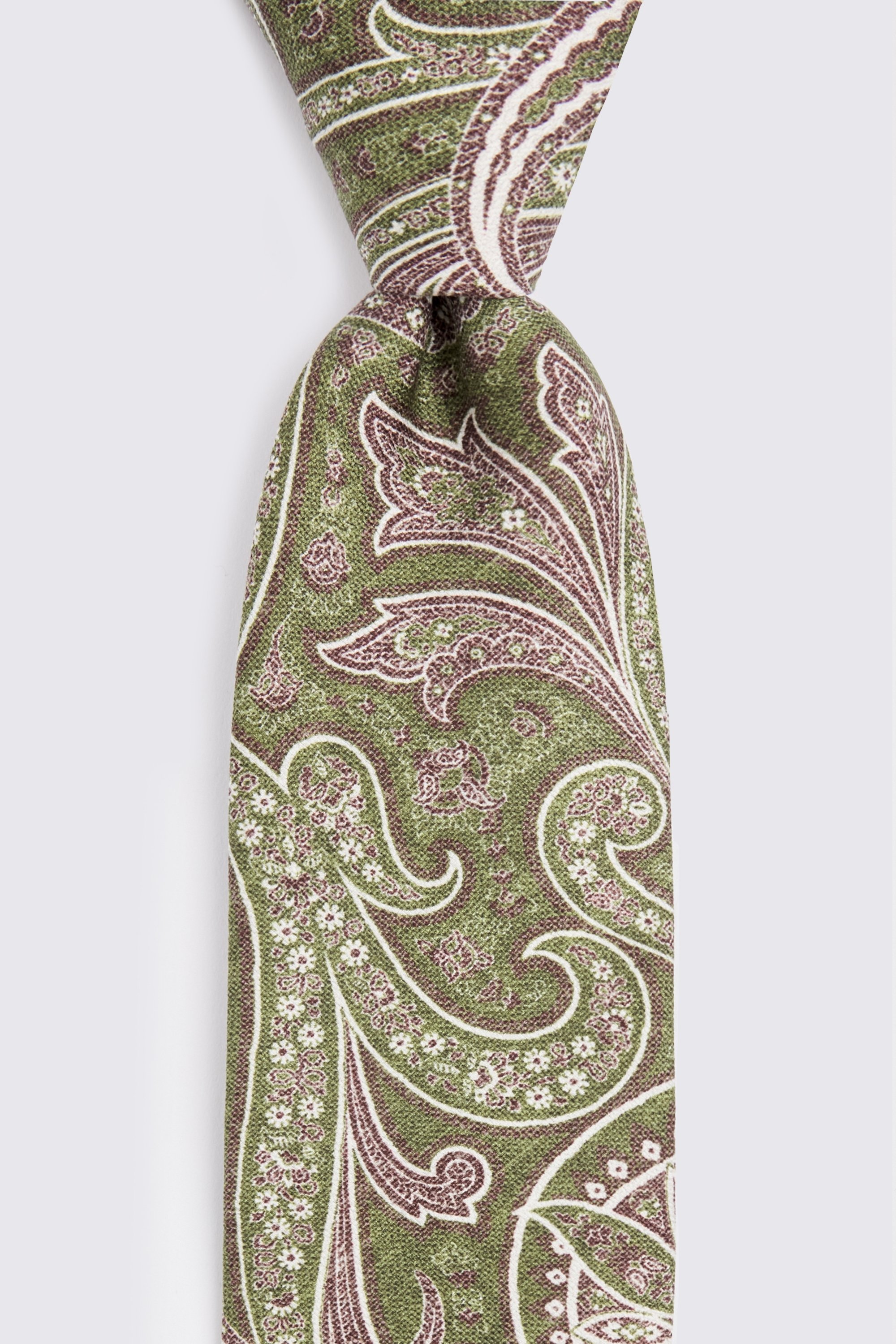 Bottinelli Olive & Dusky Pink Silk Paisley Tie