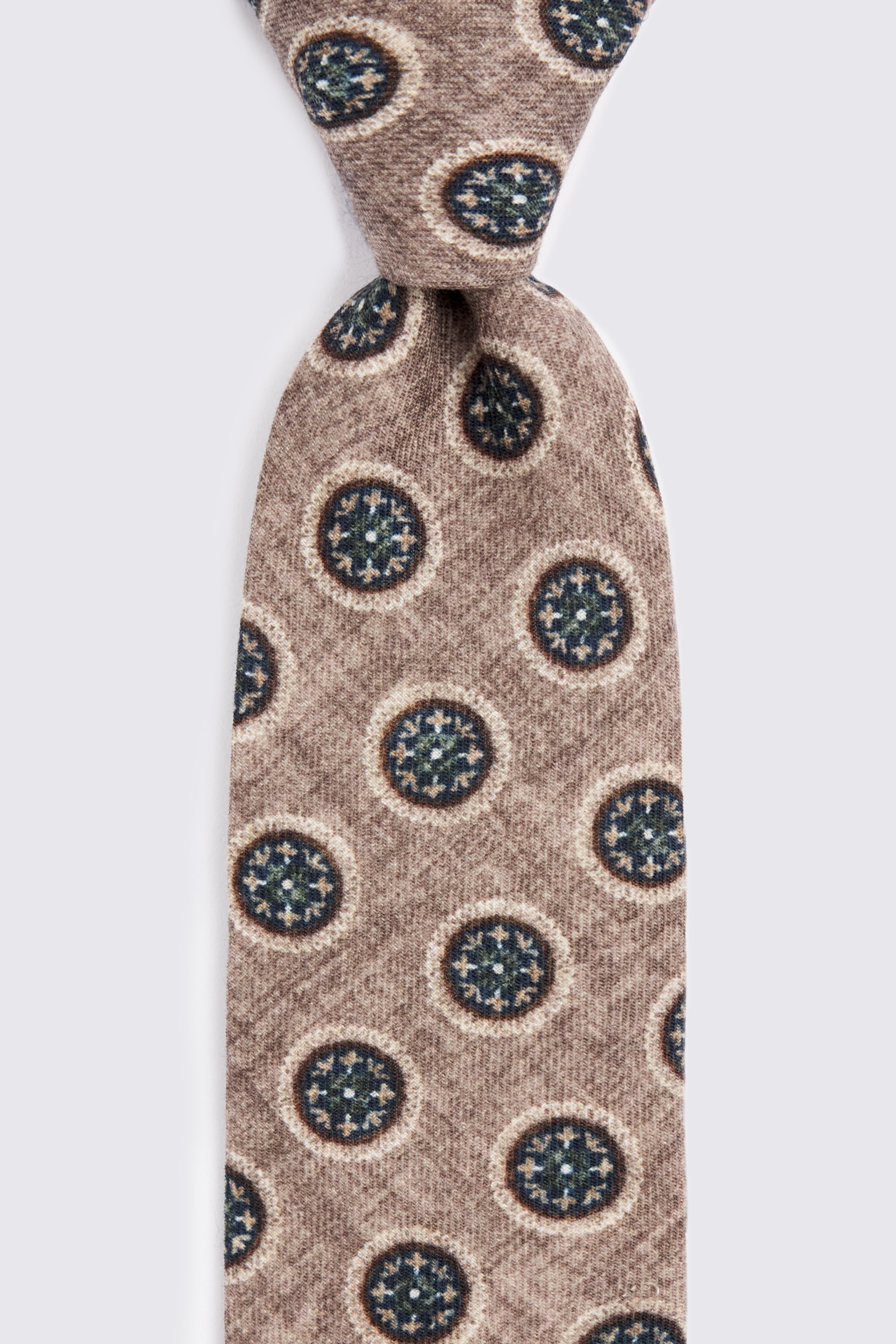 Bottinelli Taupe Wool Medallion Tie