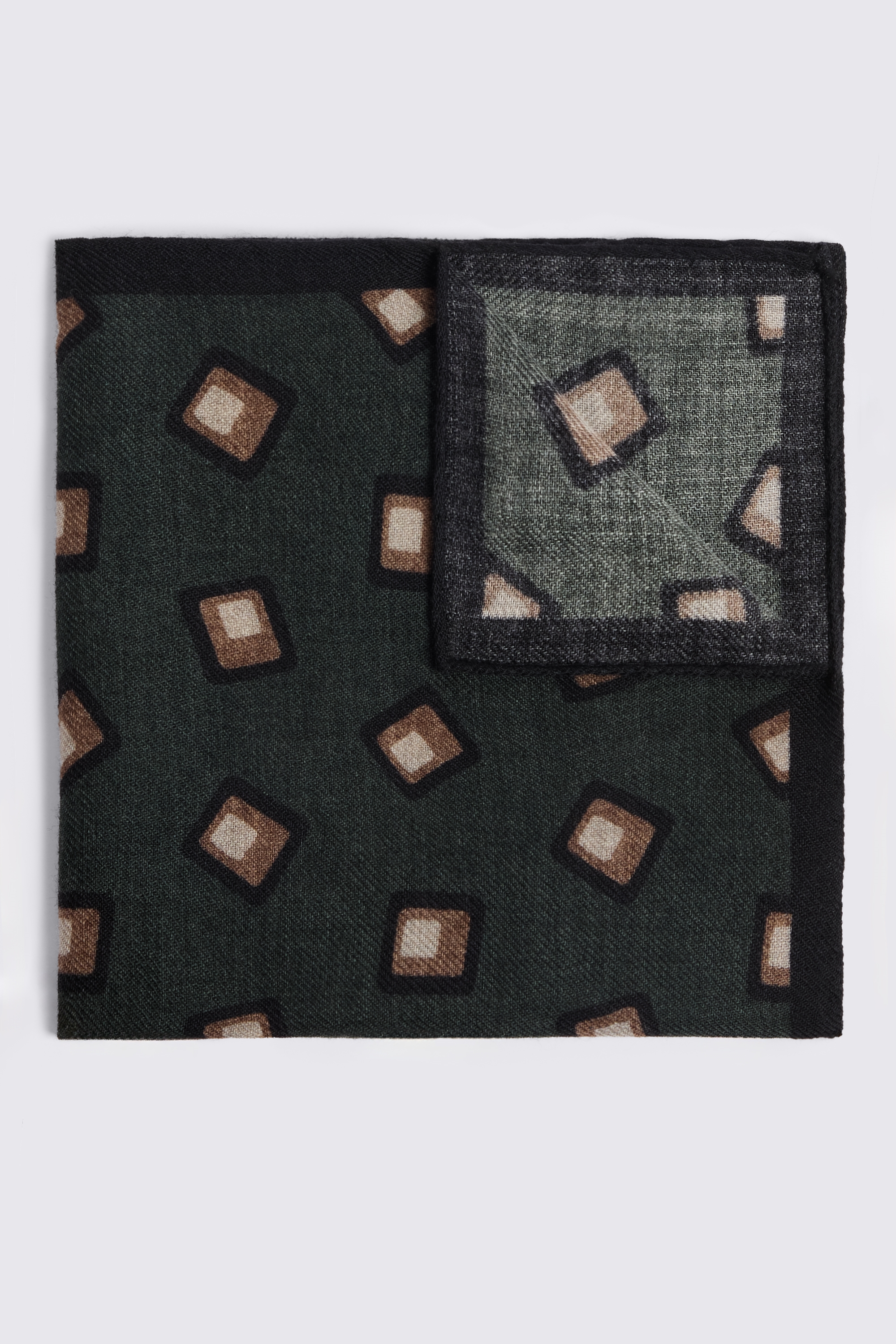 Bottinelli Dark Green Wool Square Pocket Square