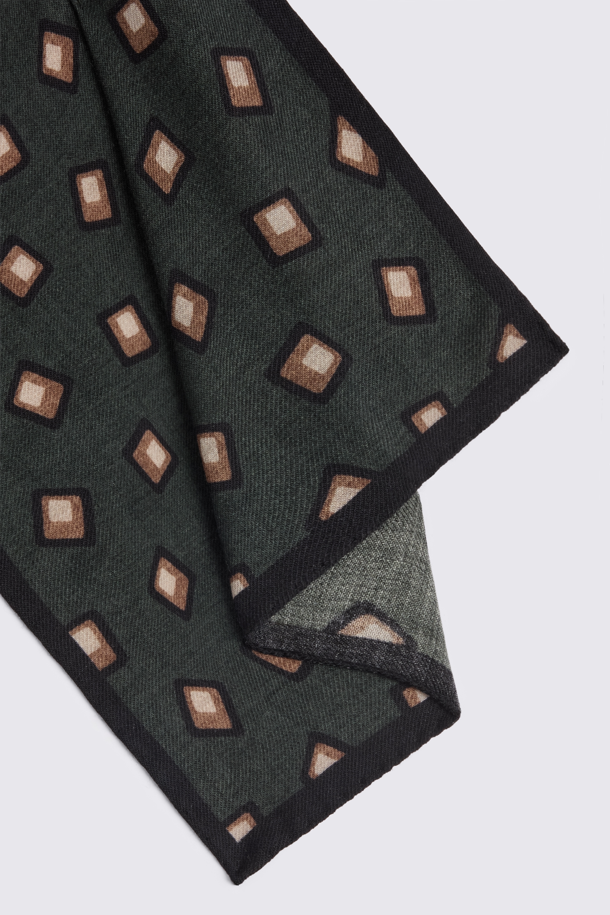 Bottinelli Dark Green Wool Square Pocket Square