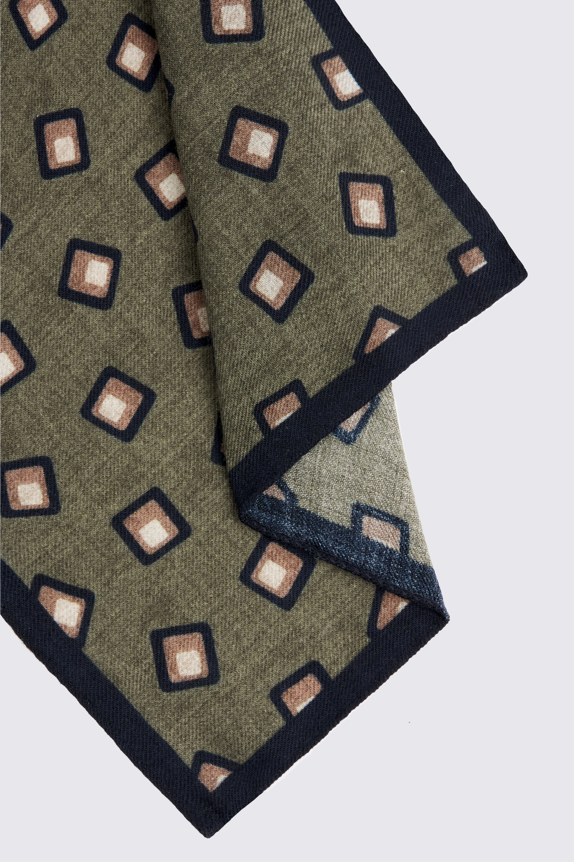 Bottinelli Khaki Wool Square Pocket Square
