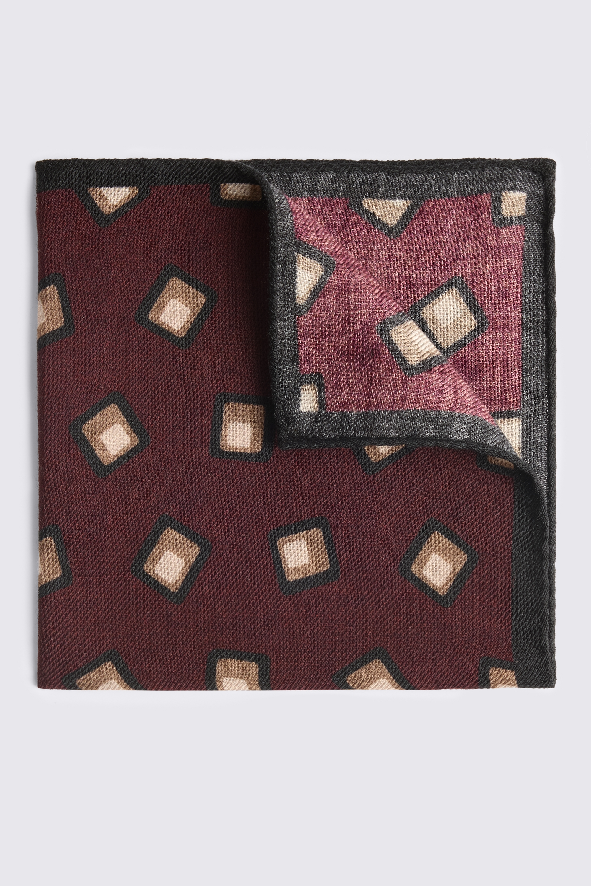 Bottinelli Burgundy Wool Square Pocket Square