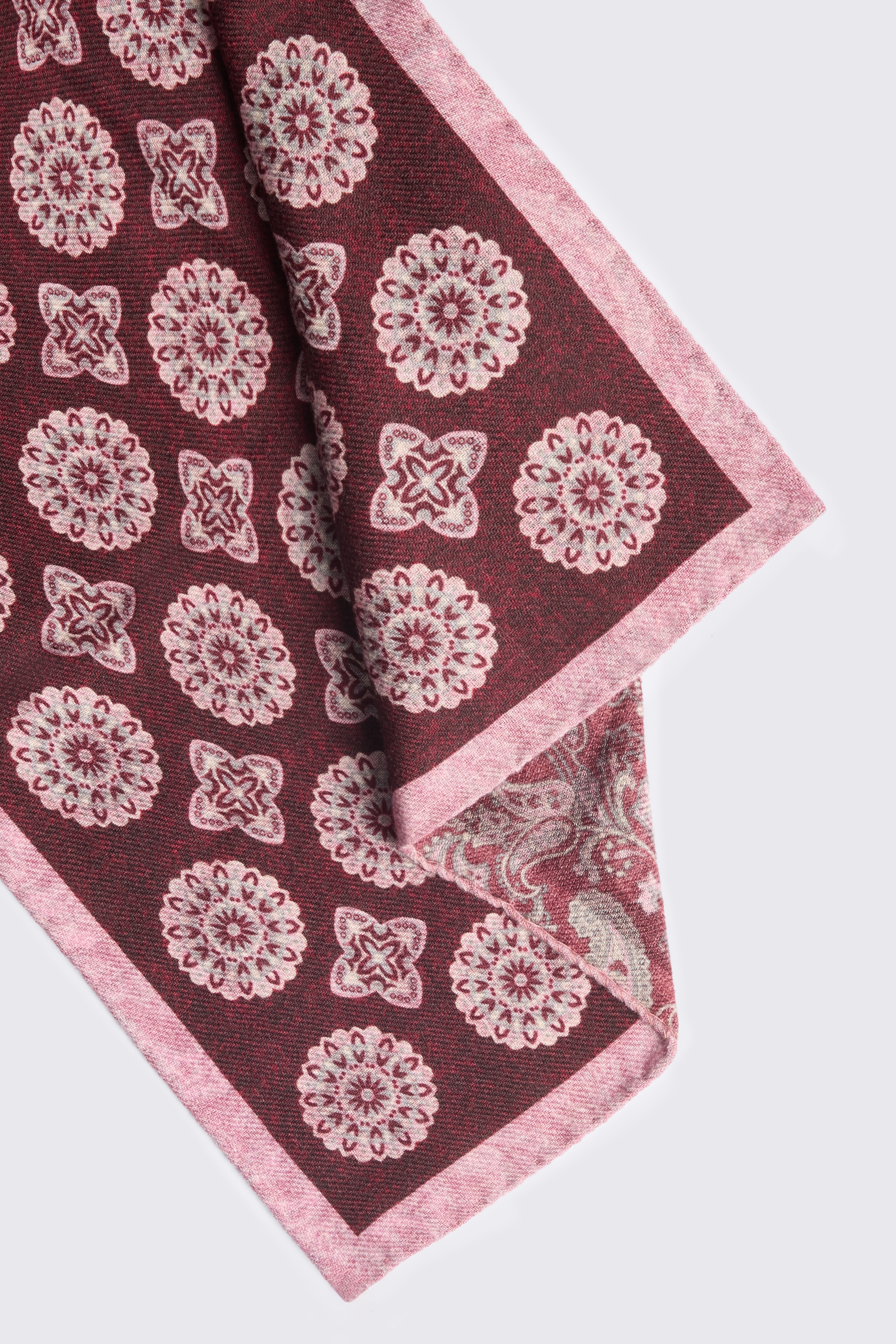 Bottinelli Burgundy Double Faced Wool Pocket Square
