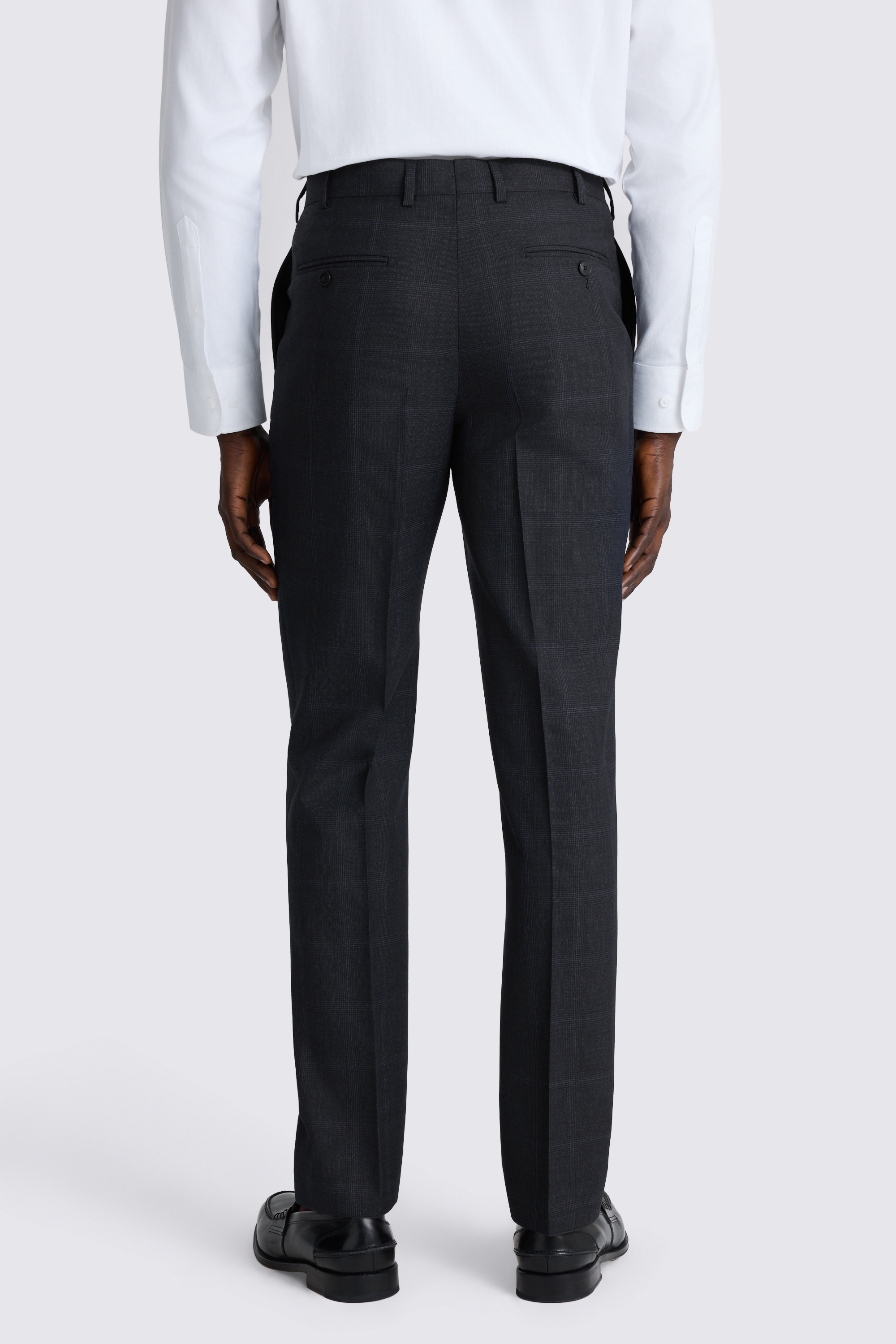 Italian Tailored Fit Navy Check Trousers