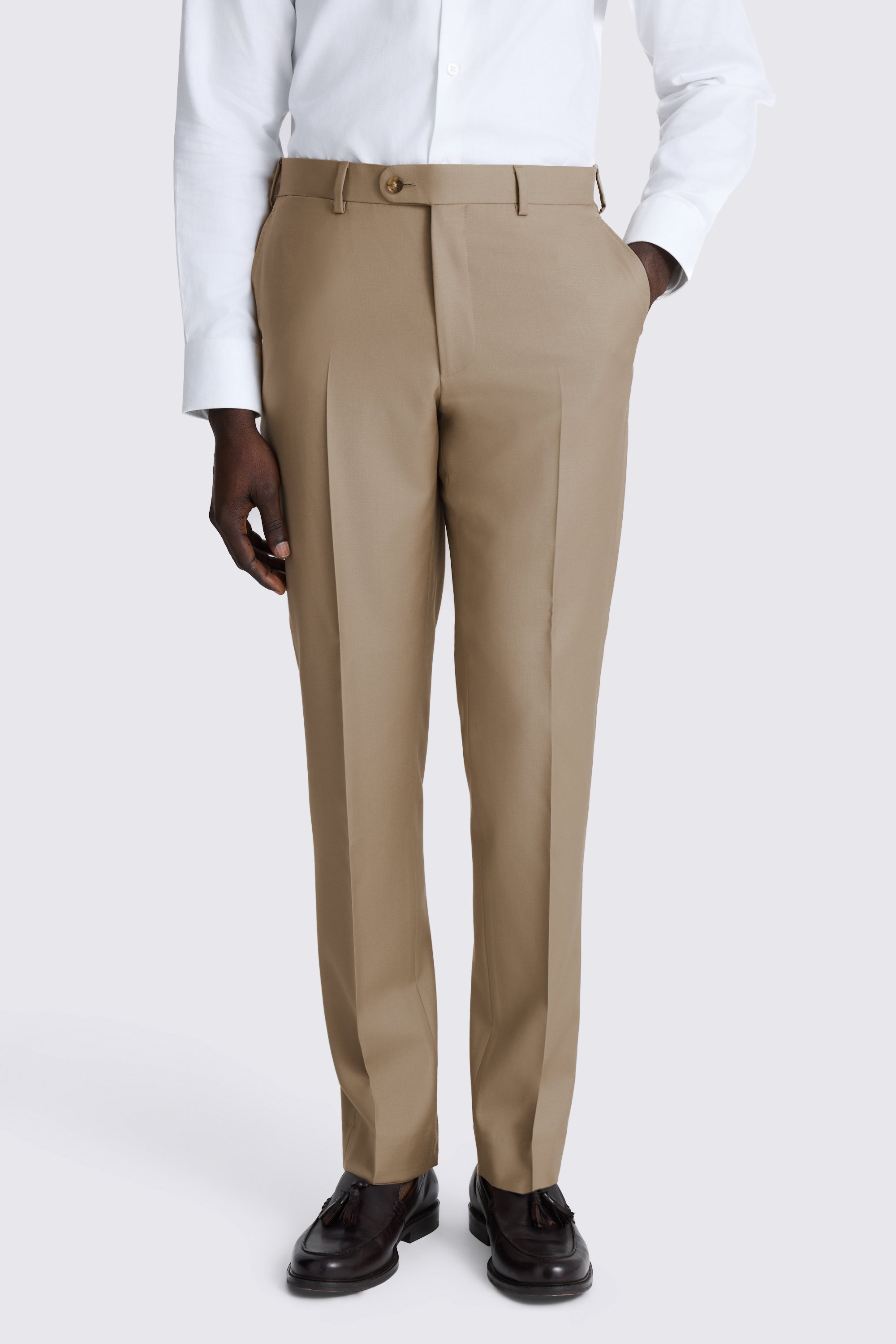 Italian Tailored Fit Taupe Twill Trousers