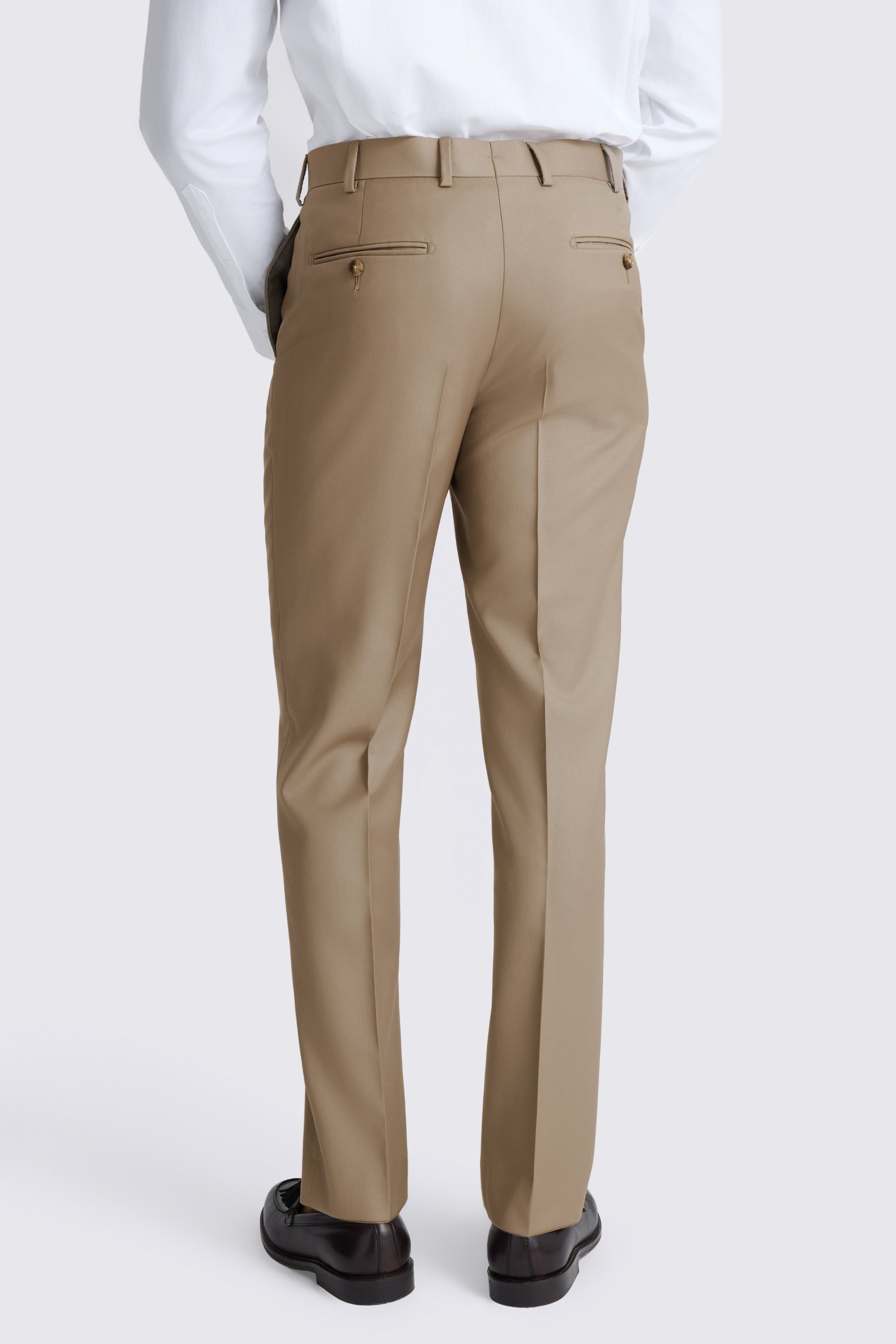 Italian Tailored Fit Taupe Twill Trousers