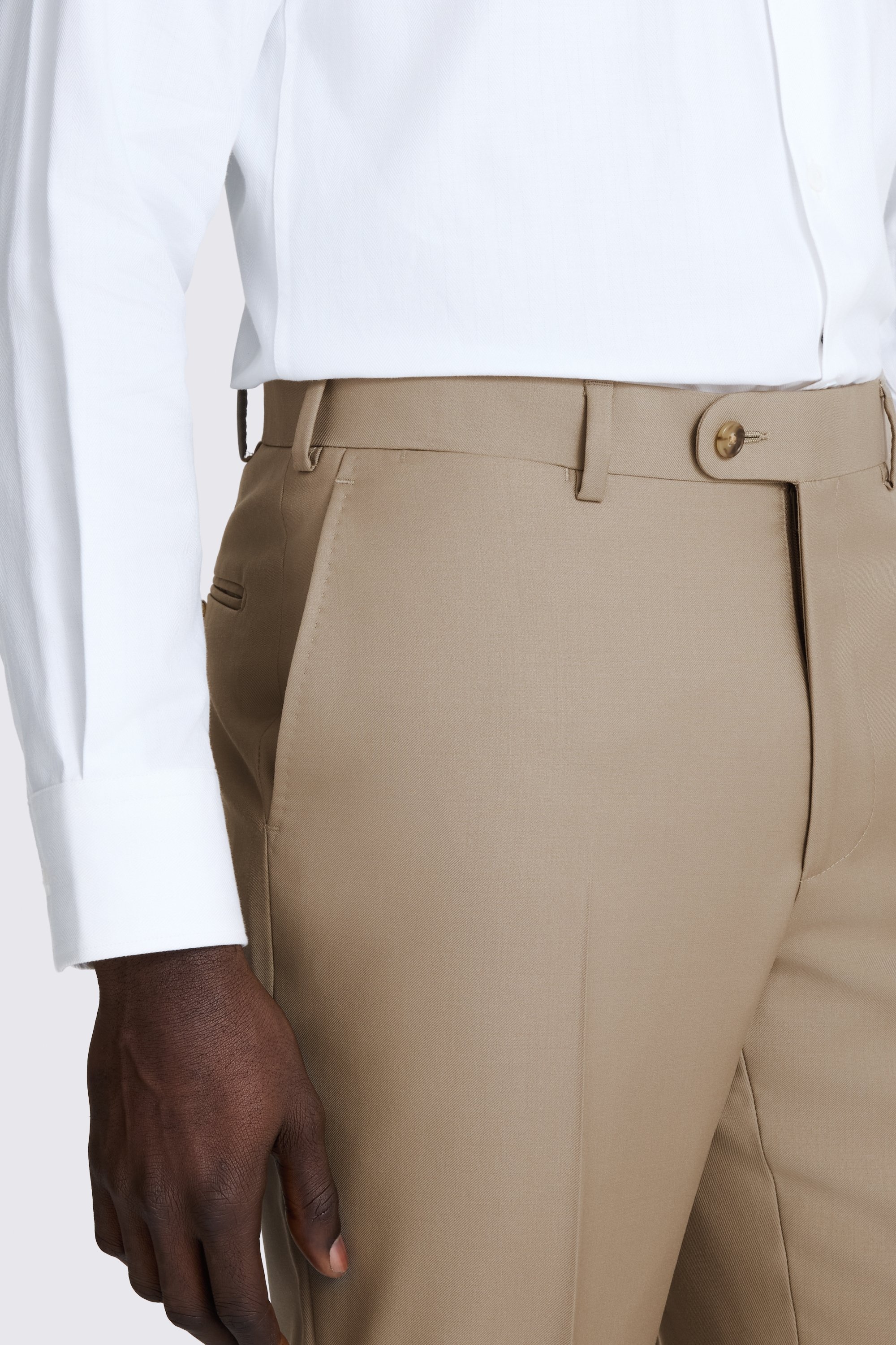 Italian Tailored Fit Taupe Twill Trousers