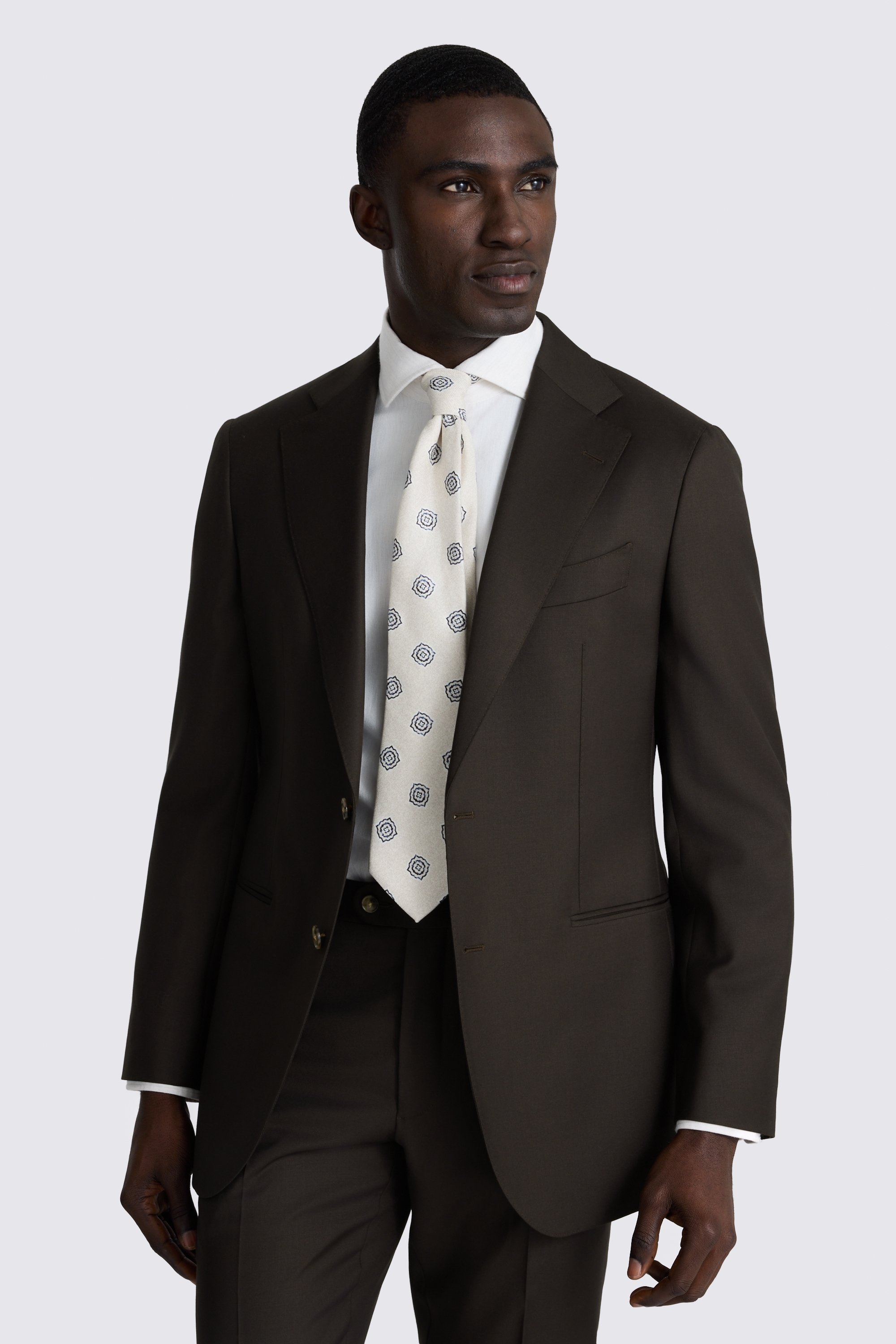 Italian Tailored Fit Brown Twill Suit