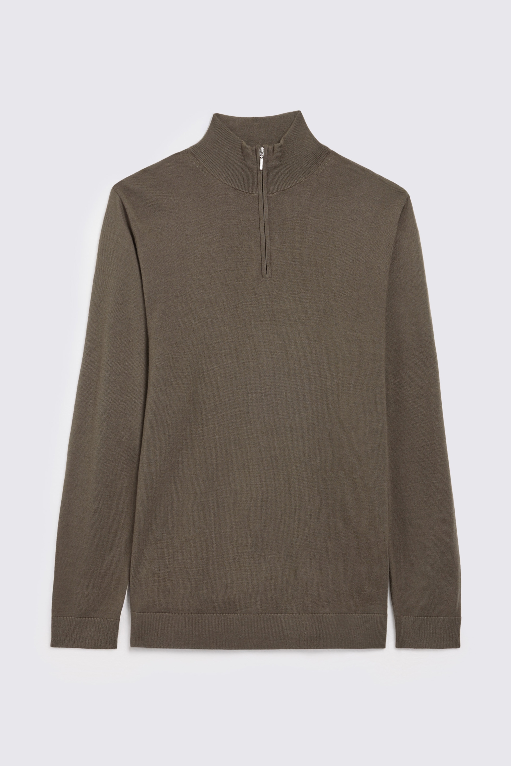 Dark Taupe Merino Zip-Neck Jumper