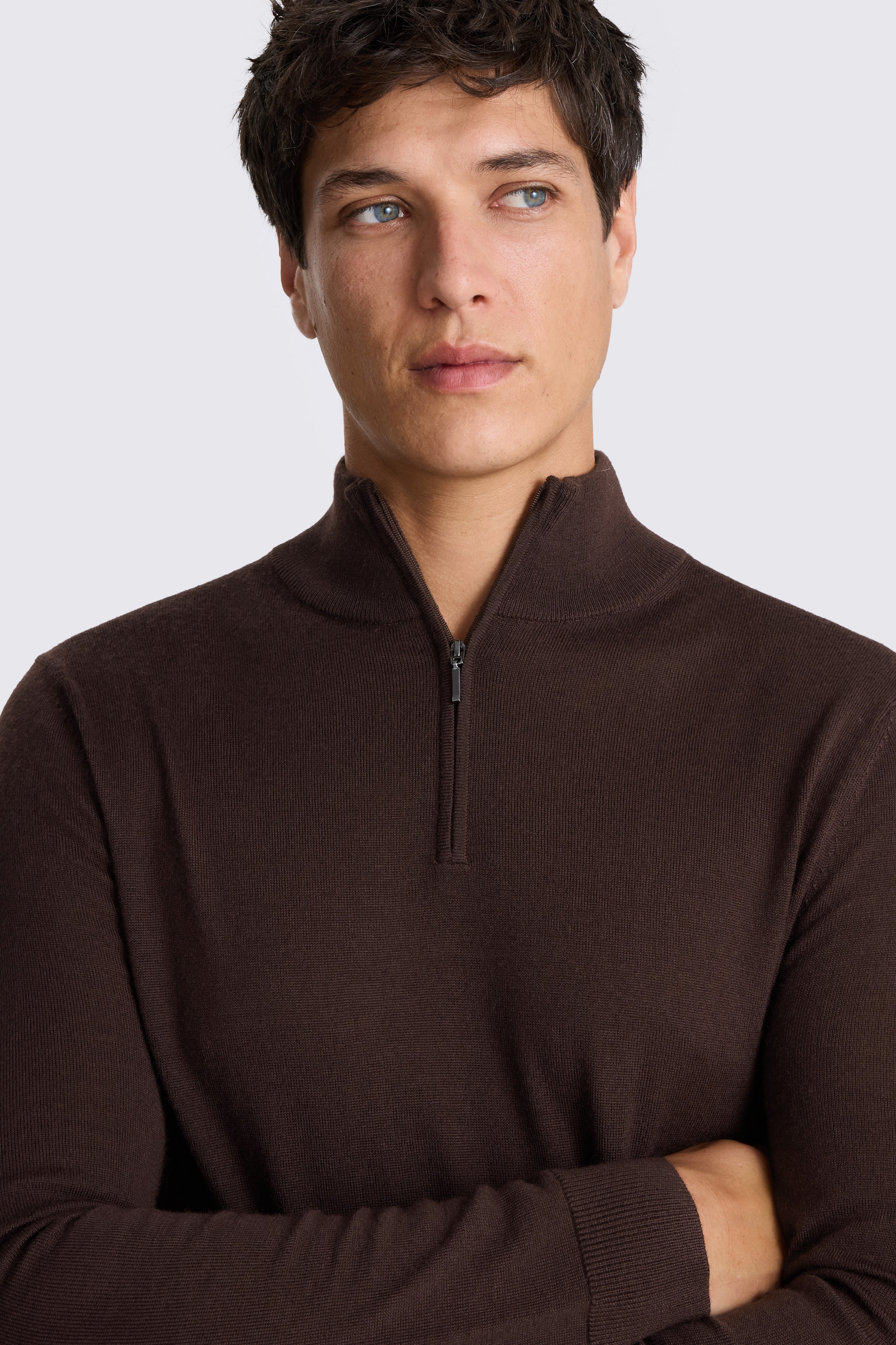 Dark Plum Merino Zip-Neck Jumper