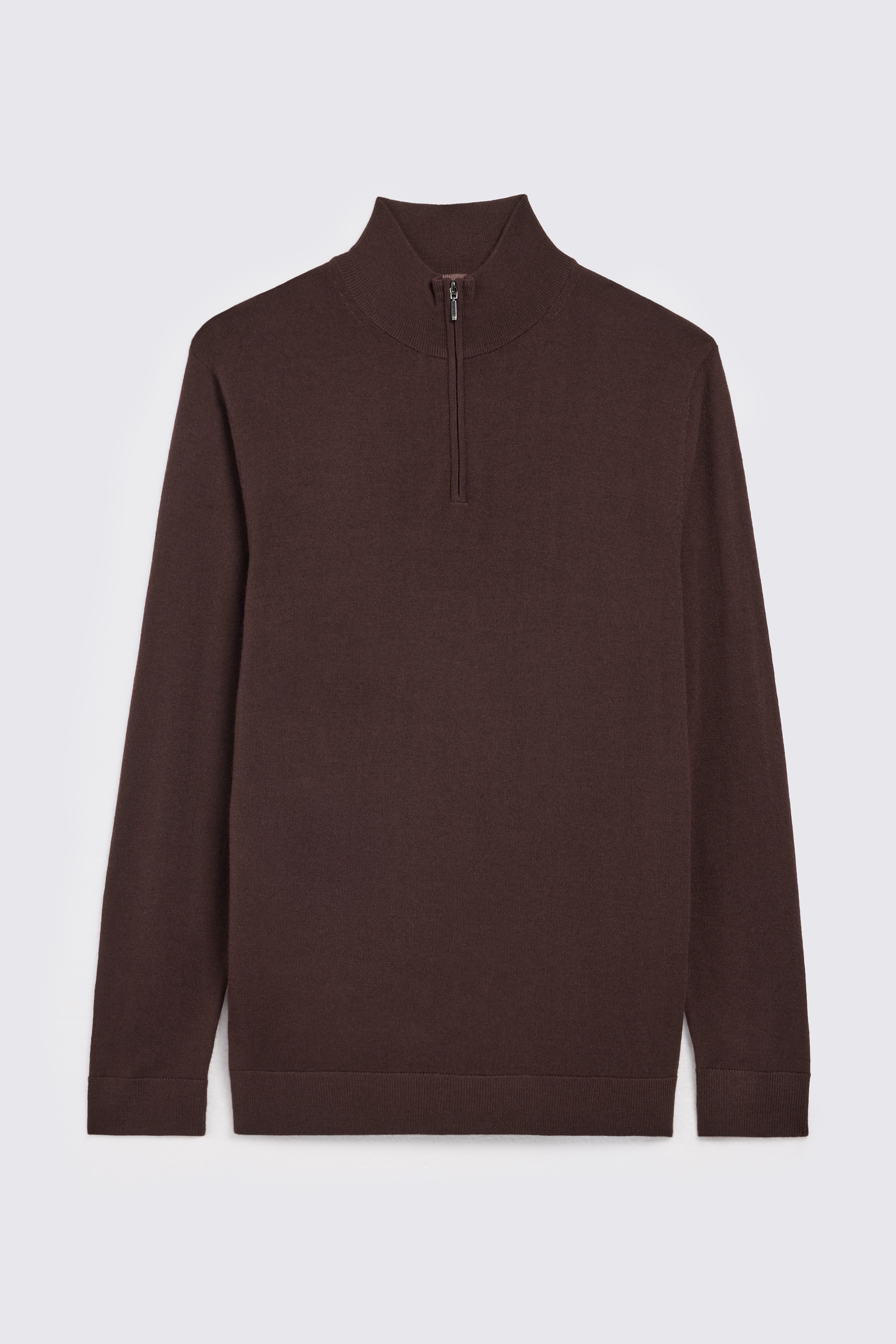 Dark Plum Merino Zip-Neck Jumper