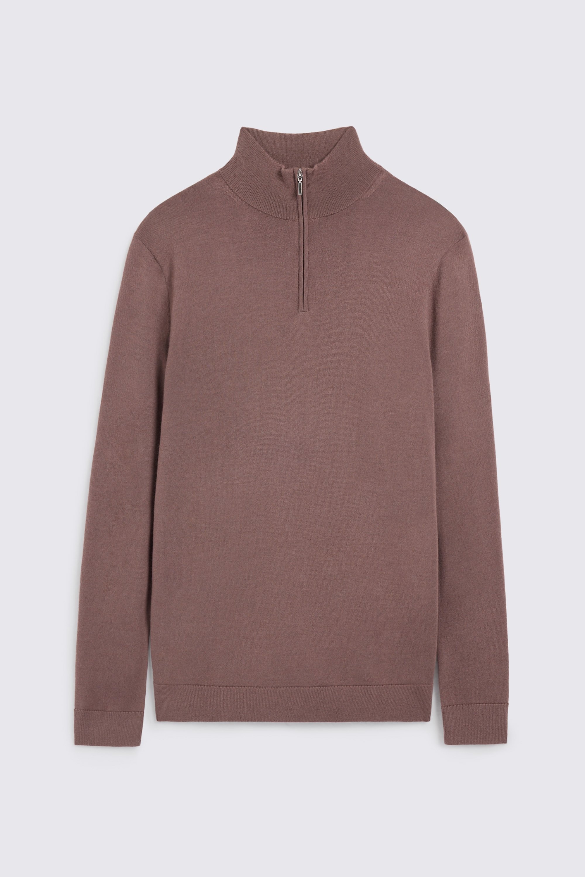 Mauve Merino Zip-Neck Jumper