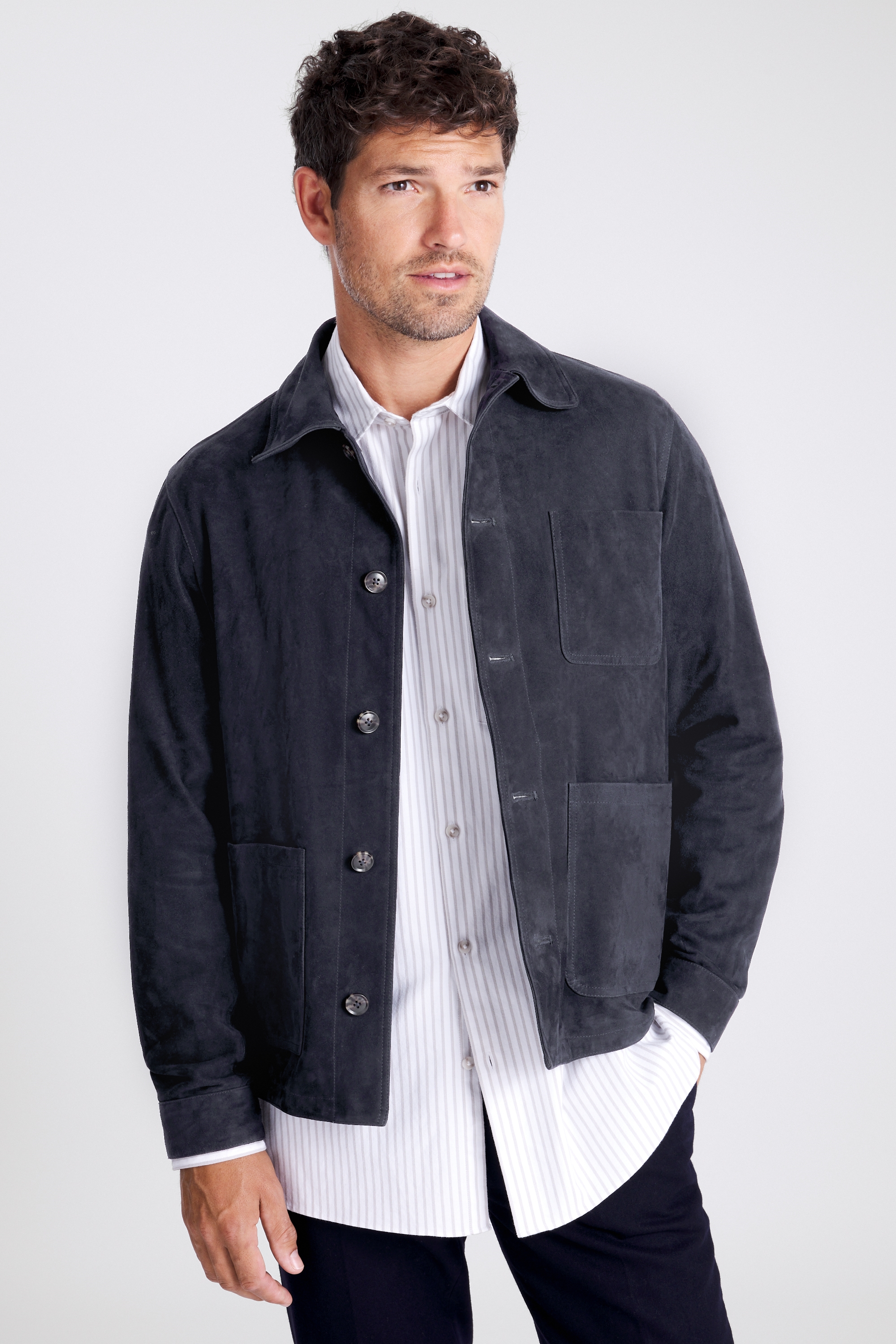 Navy Suede Shacket