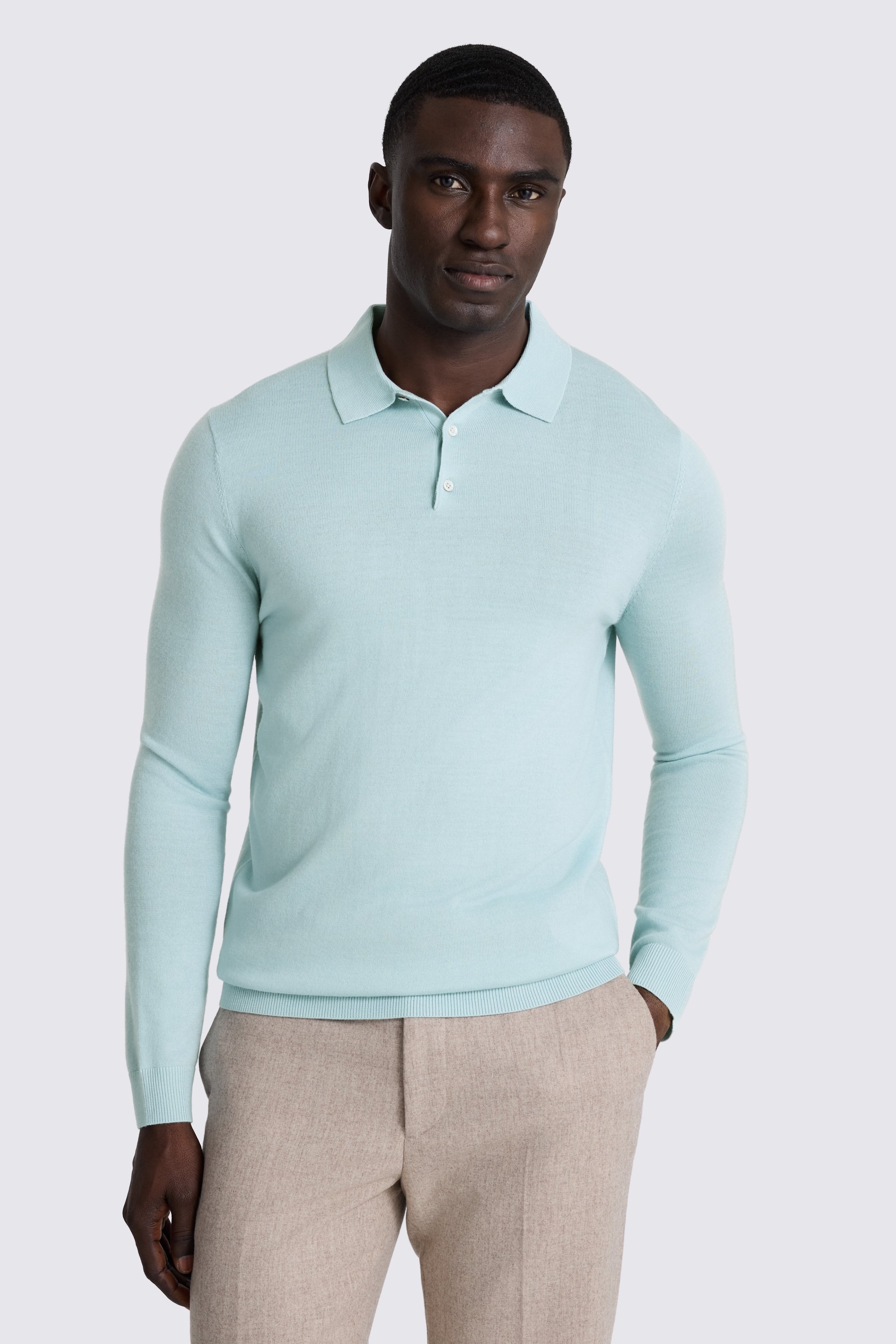 Aqua Merino Polo Shirt