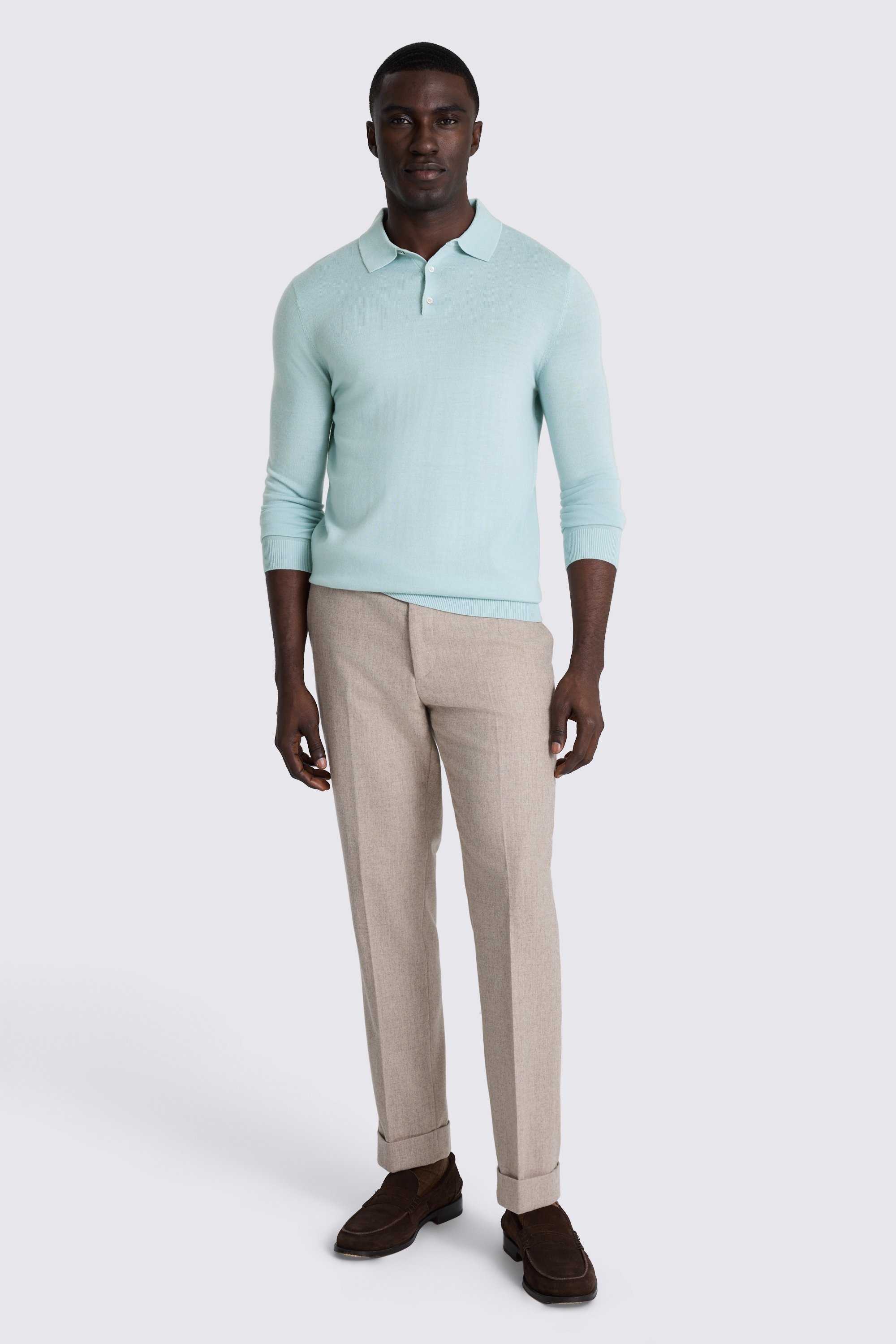 Aqua Merino Polo Shirt