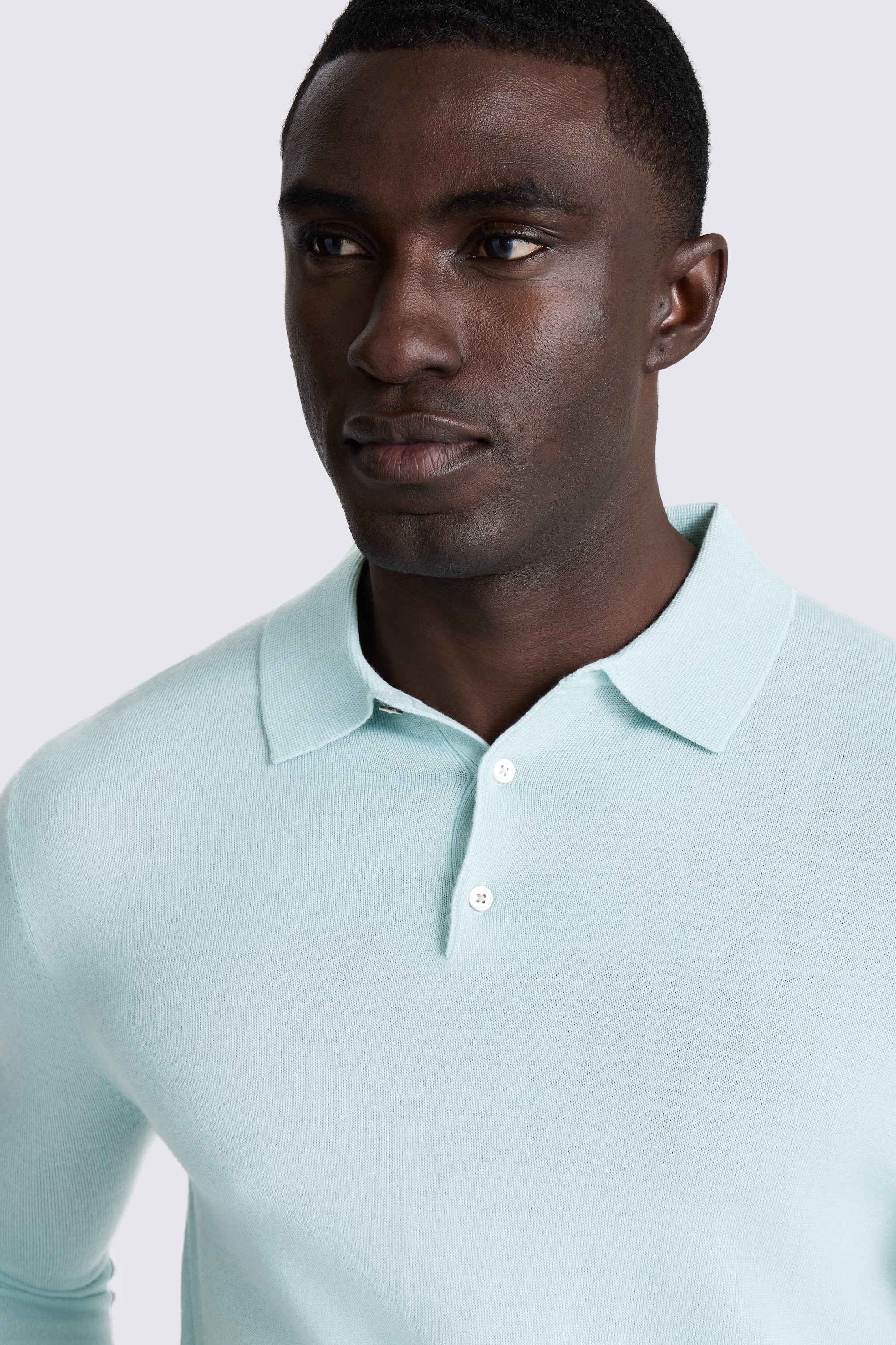 Aqua Merino Polo Shirt