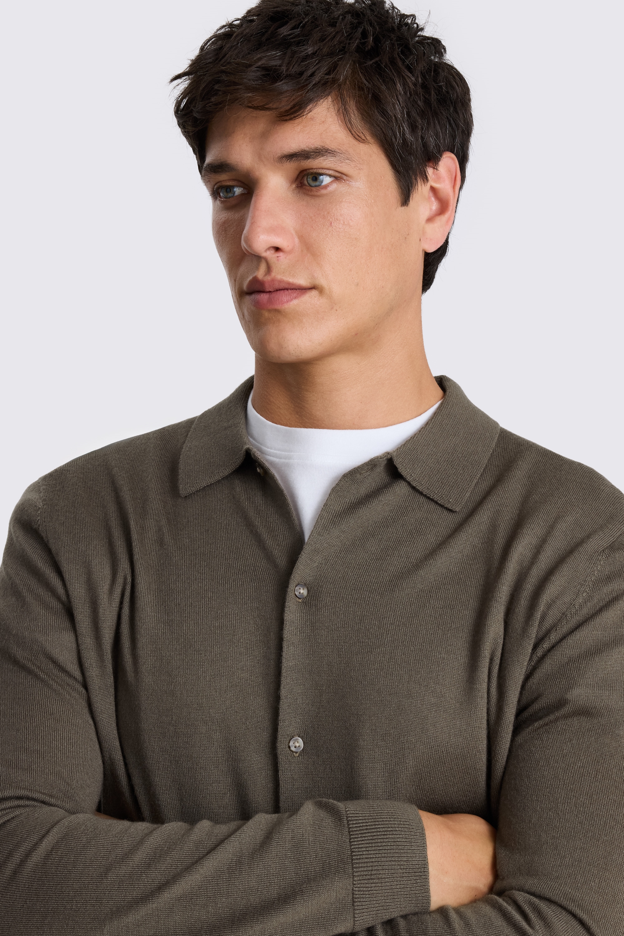 Dark Taupe Merino-Blend Shirt