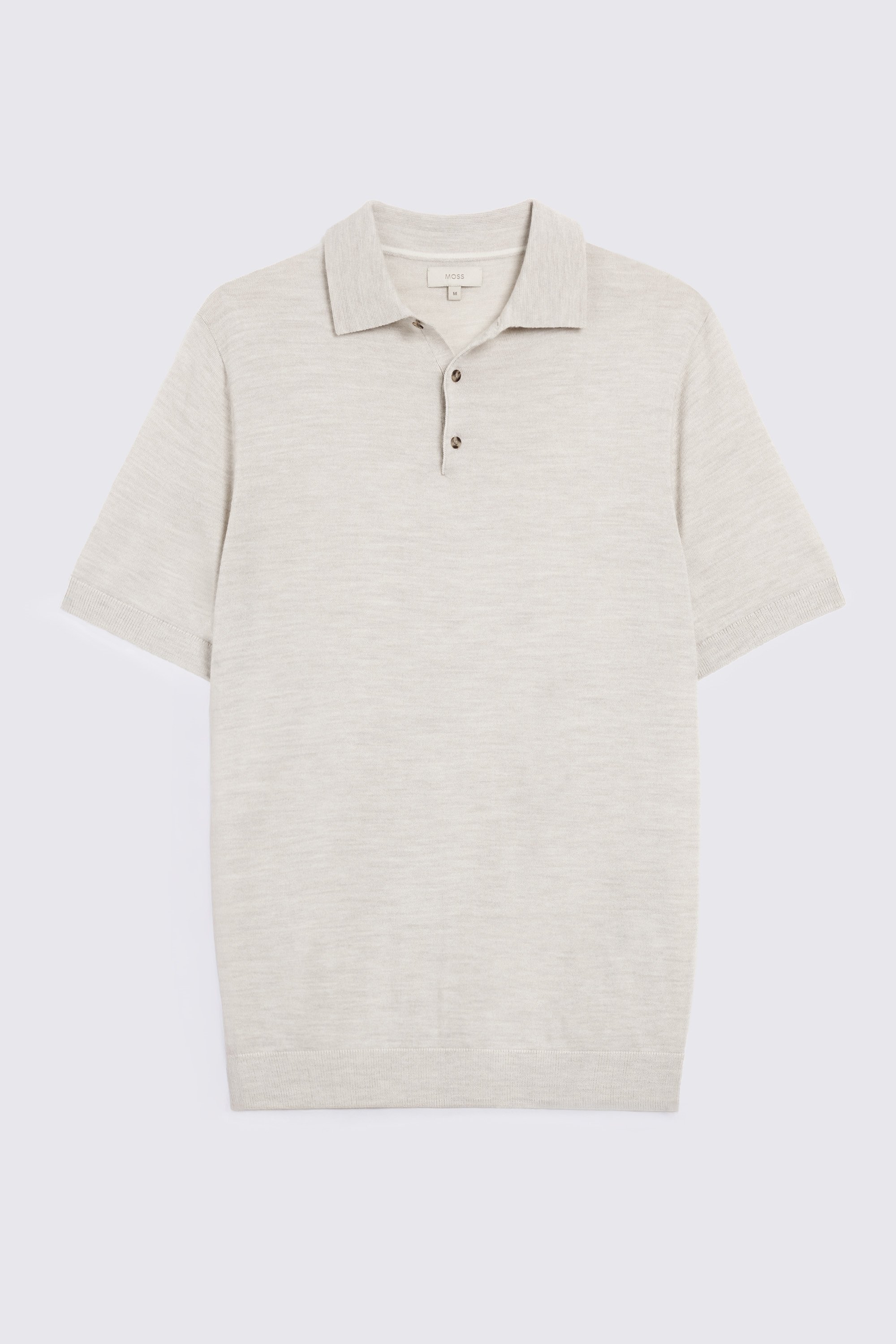 Light Oatmeal Merino Knitted Polo Shirt