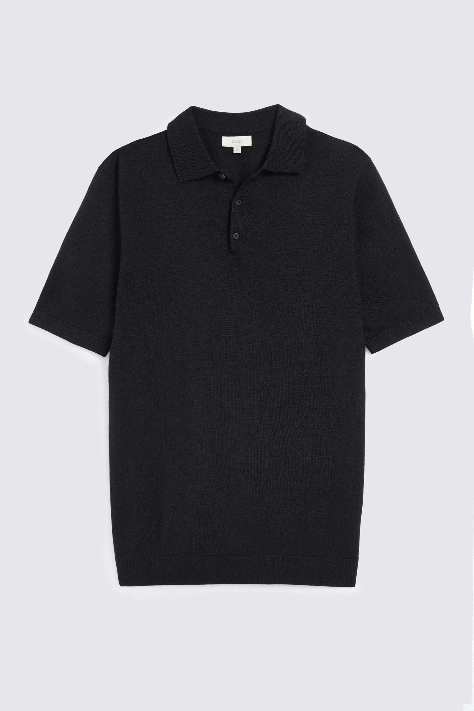 Black Merino Knitted Polo Shirt