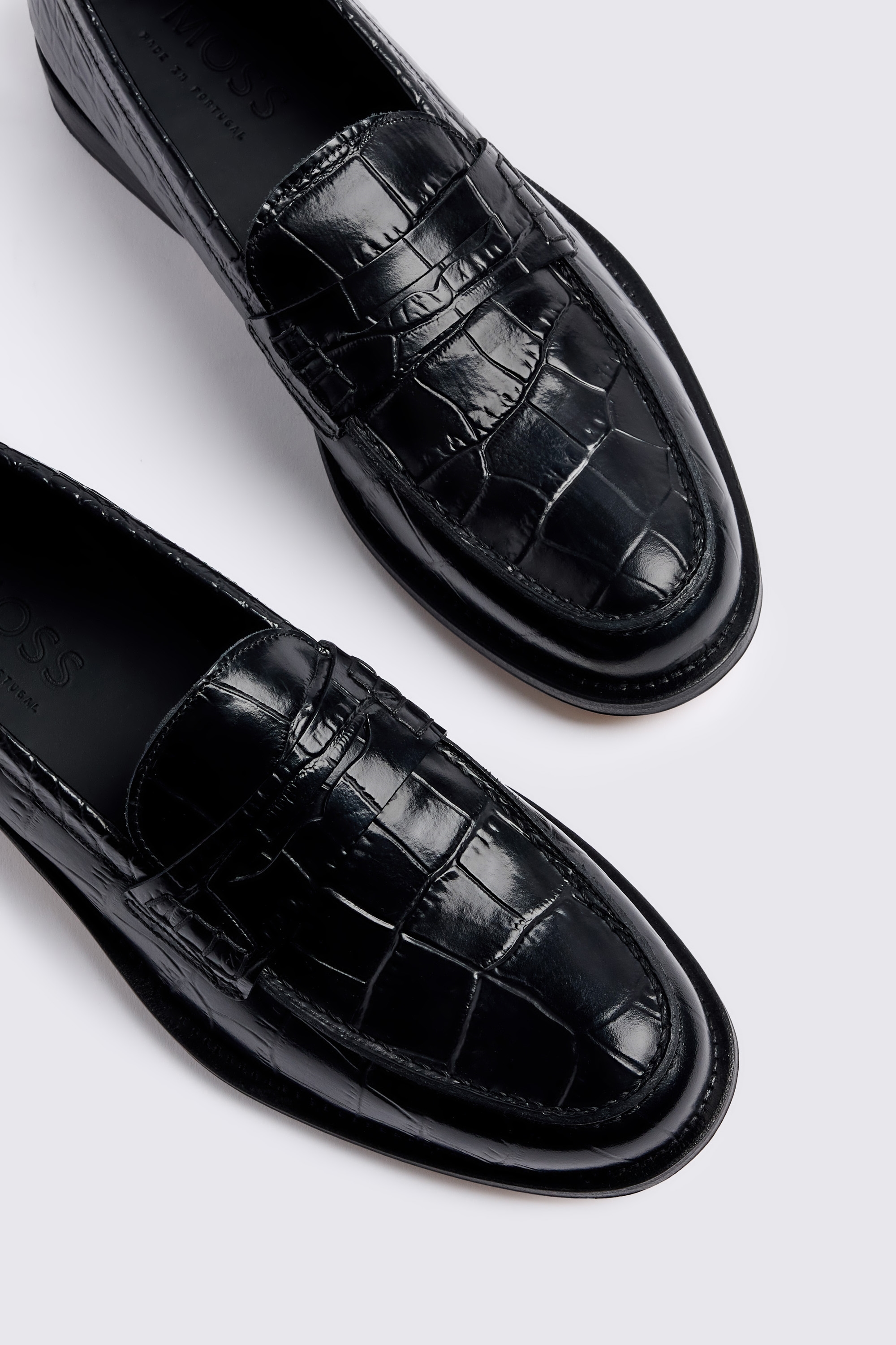 Black Croc Loafers