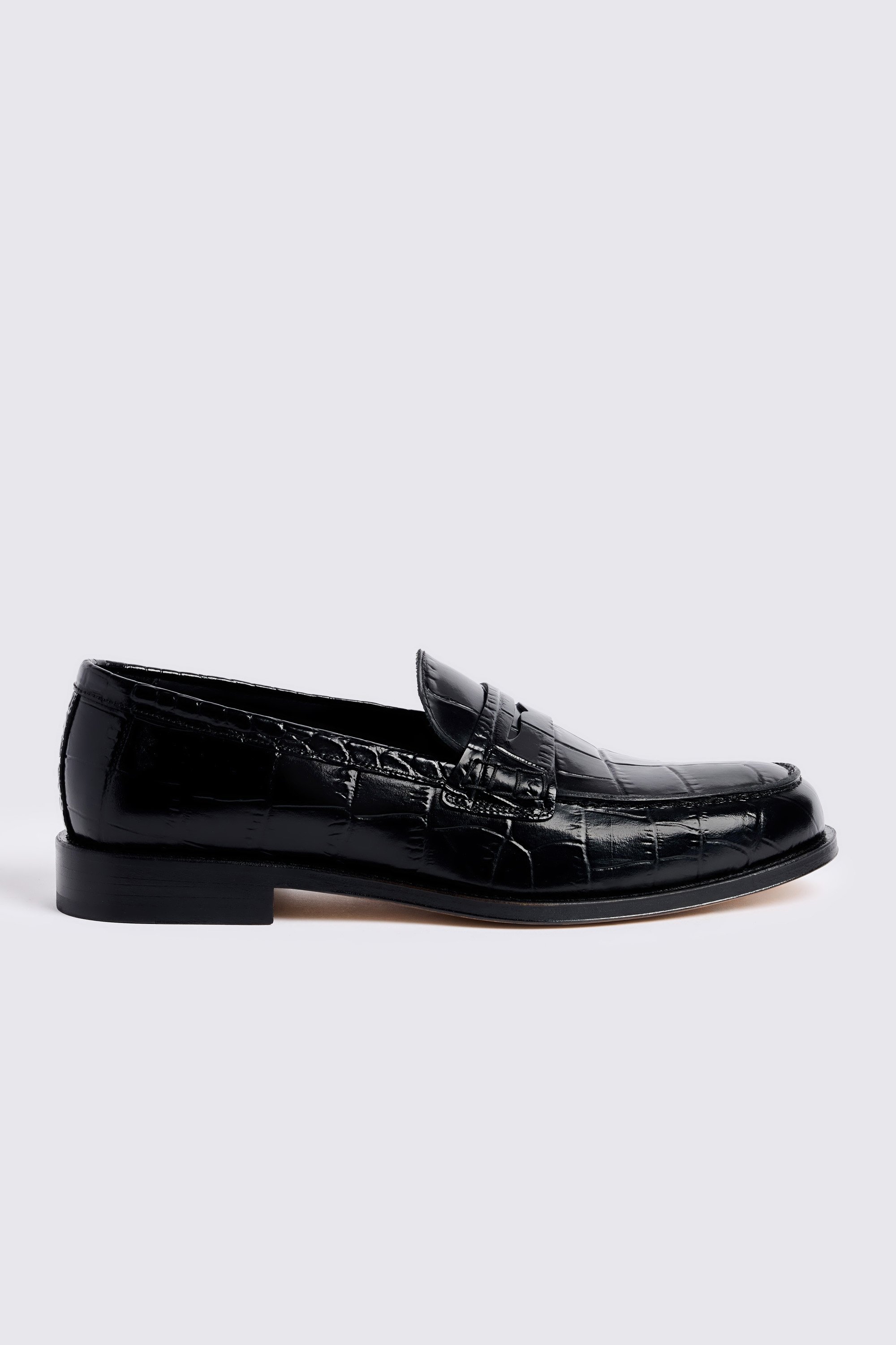 Black Croc Loafers