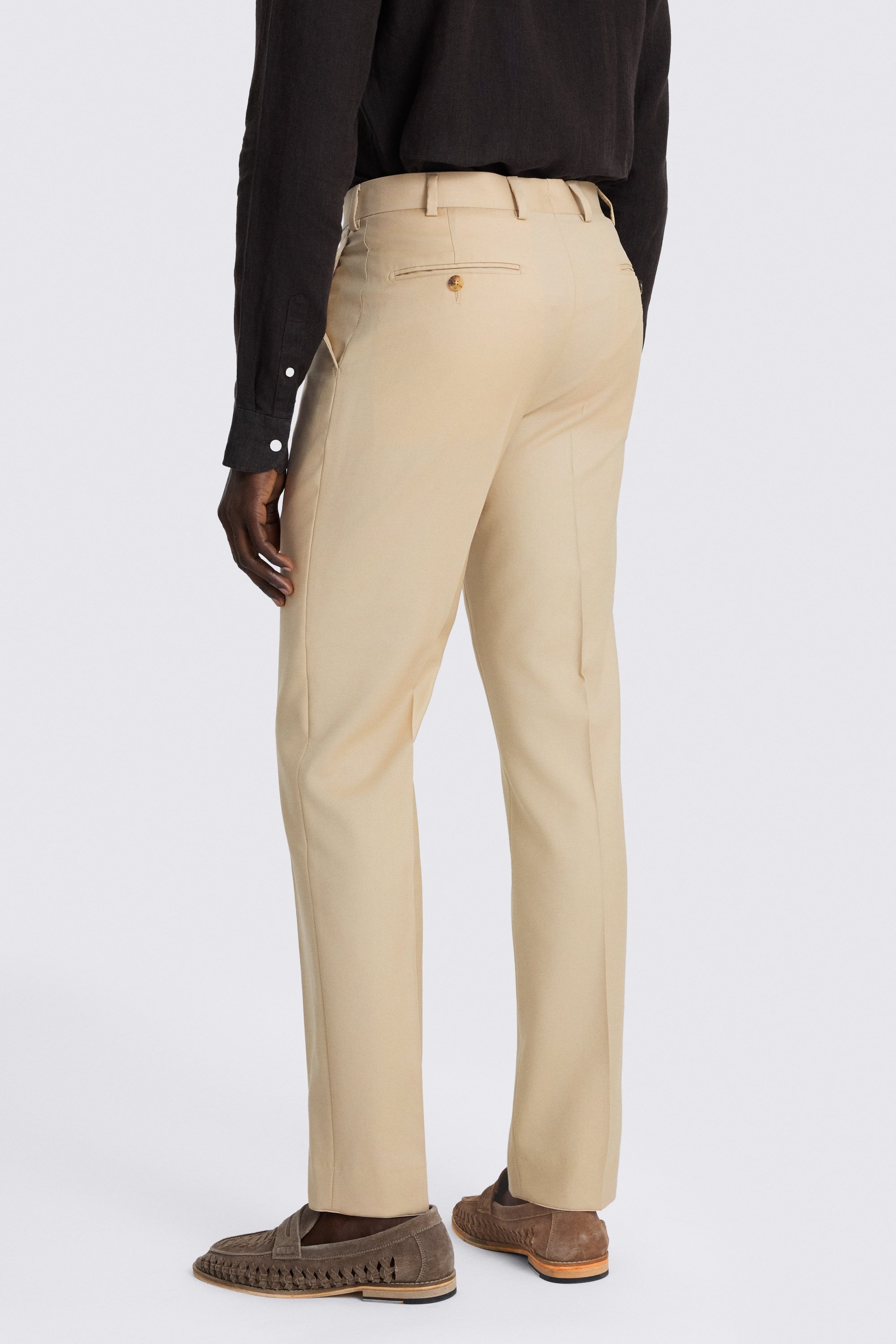 Italian Tailored Fit Latte Twill Trousers