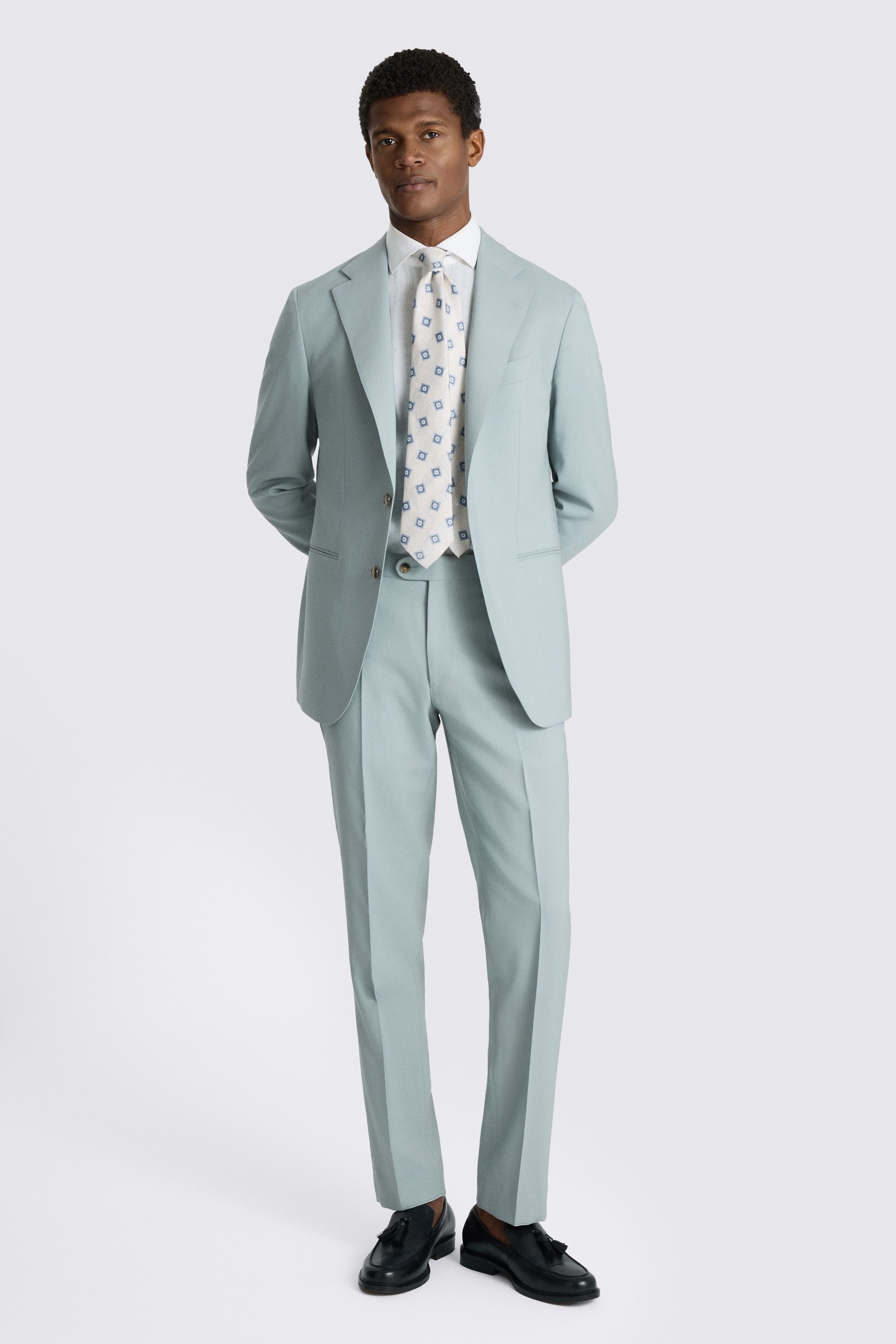 Italian Tailored Fit Aqua Tropical Suit
