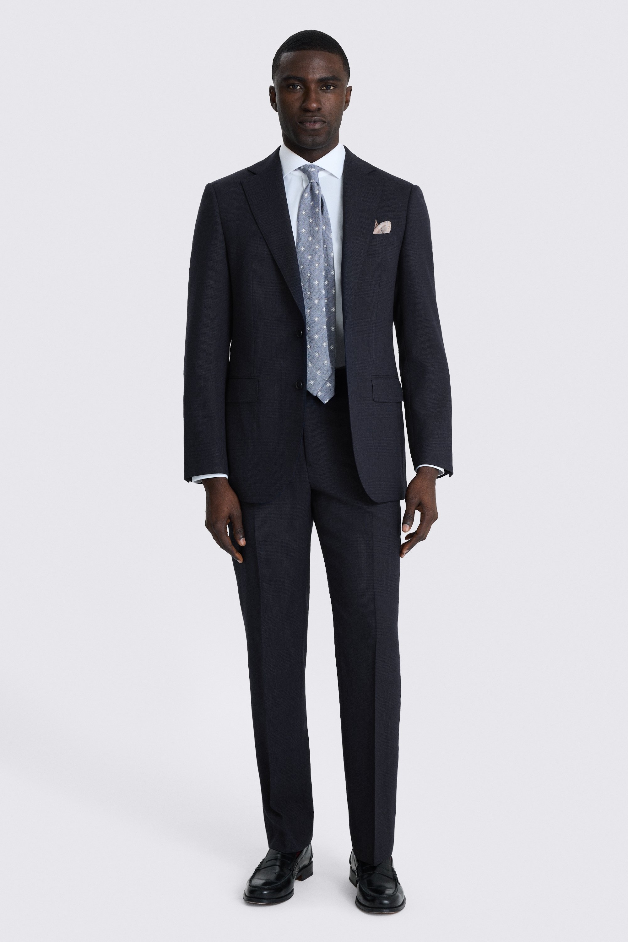 Regular Fit Navy Check Suit