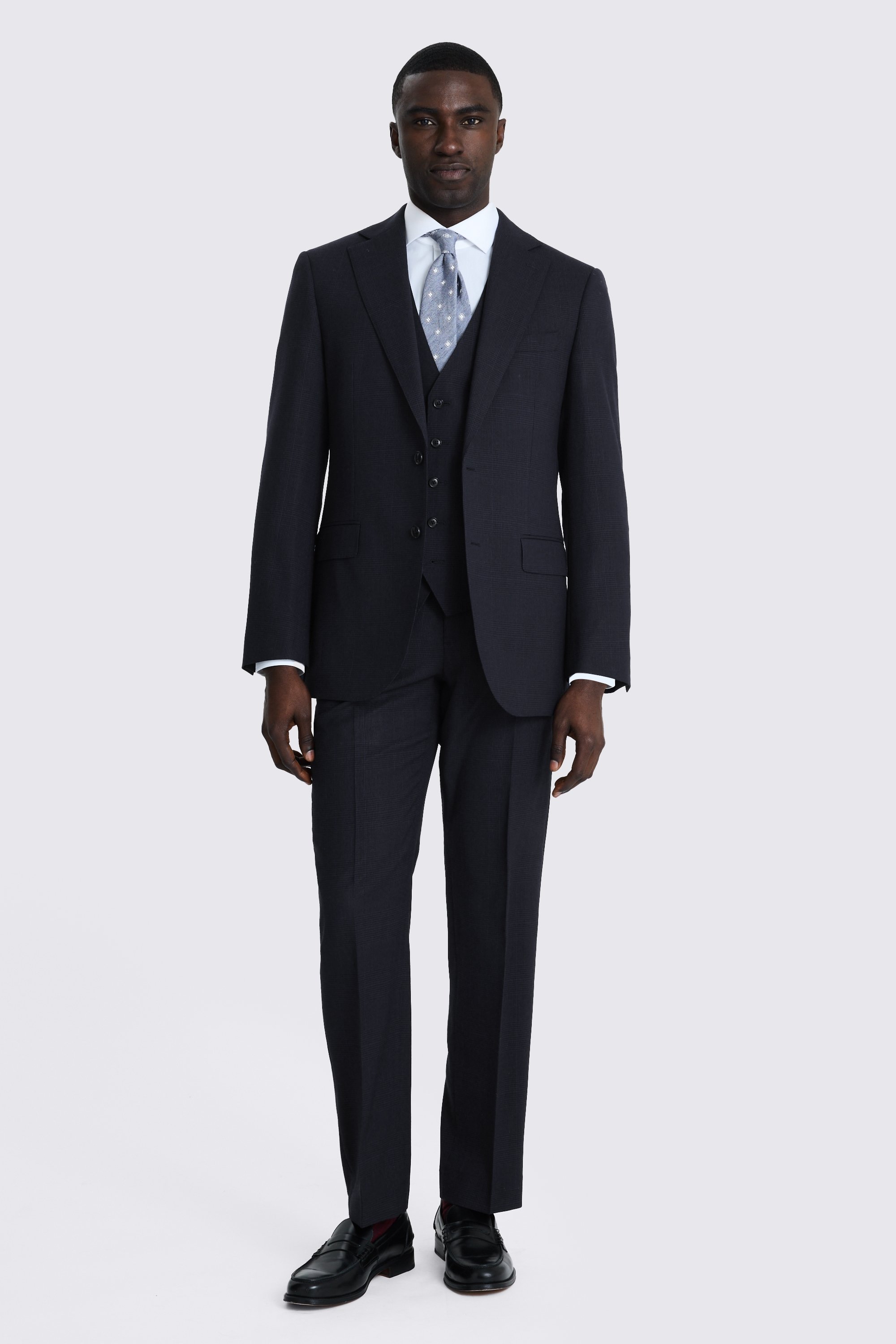 Regular Fit Navy Check Suit