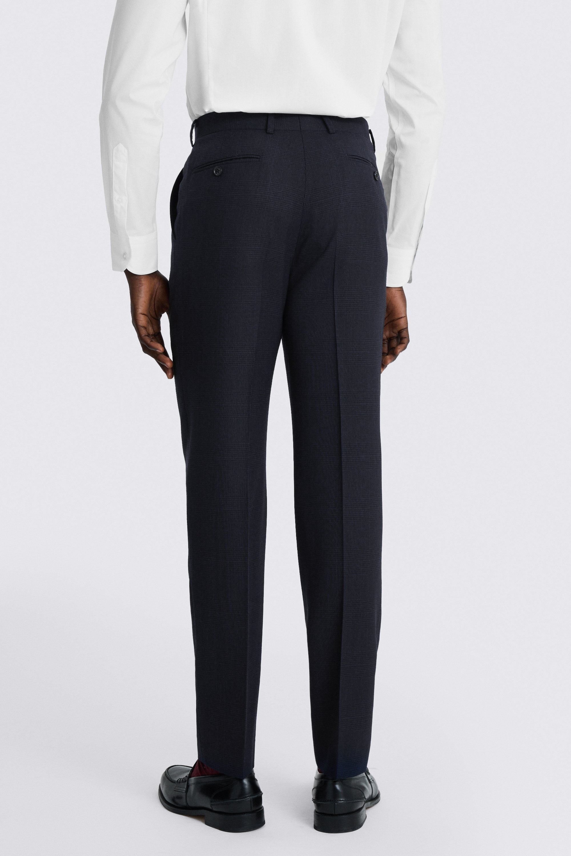 Regular Fit Navy Check Trousers