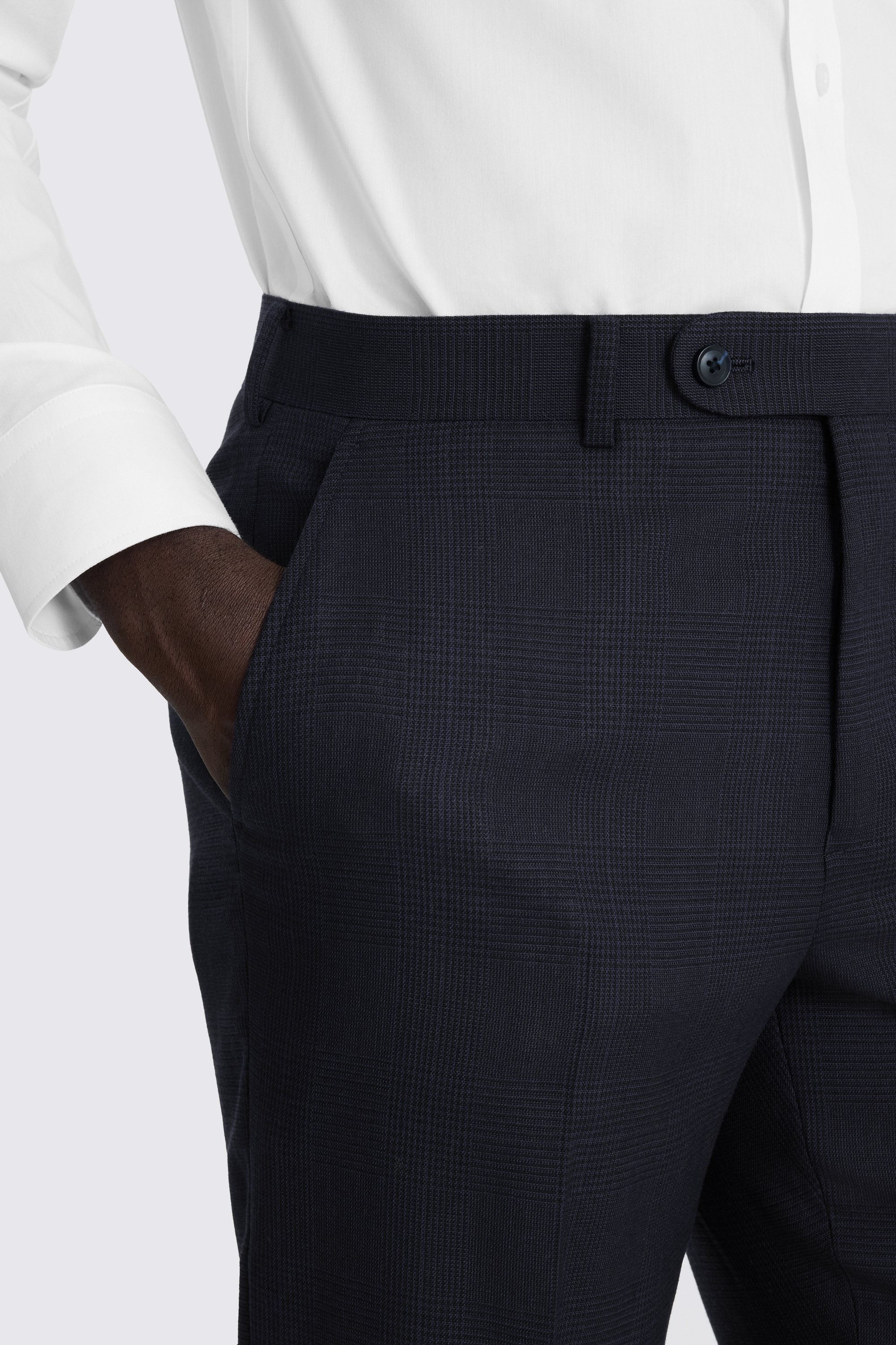 Regular Fit Navy Check Trousers