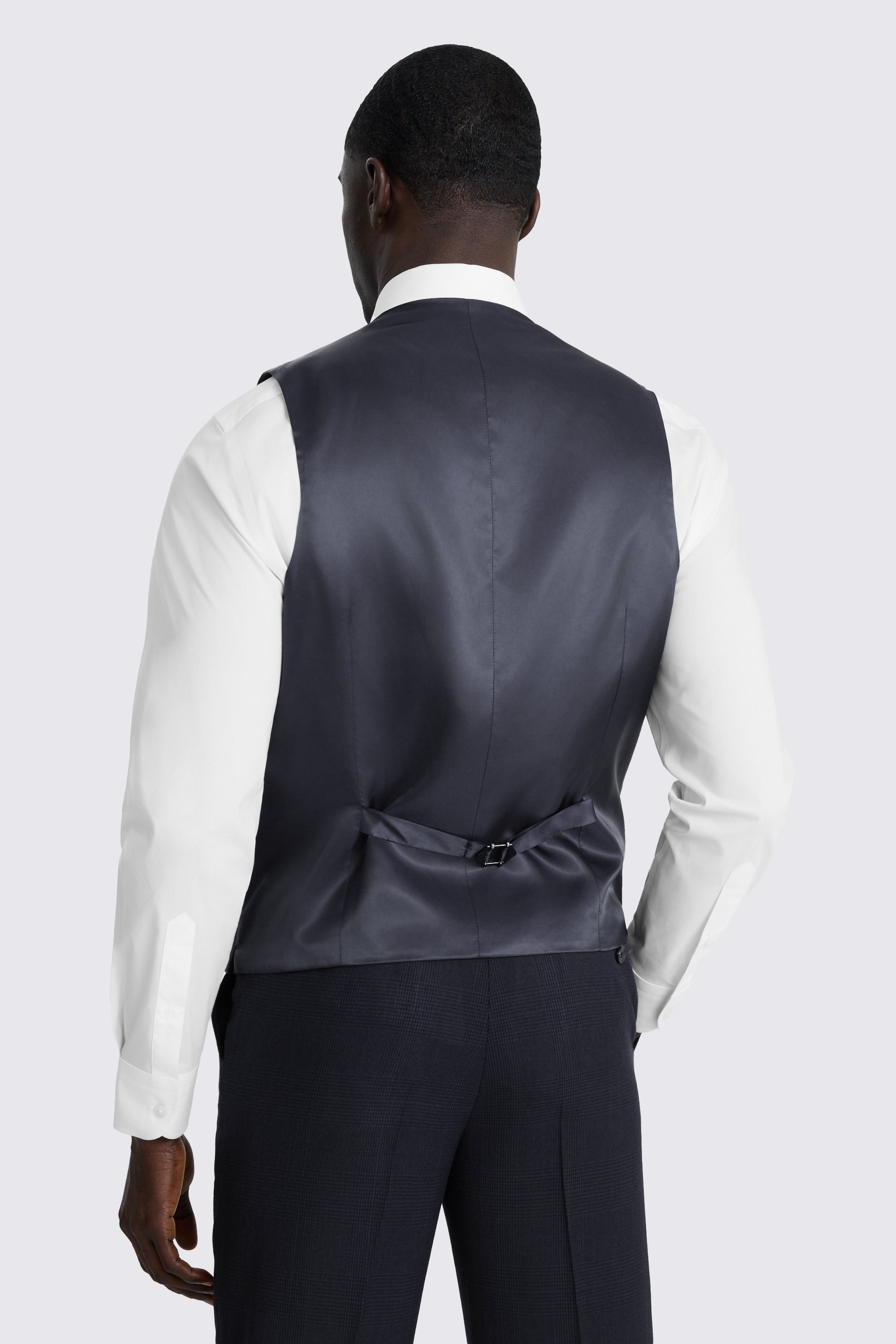 Regular Fit Navy Check Waistcoat