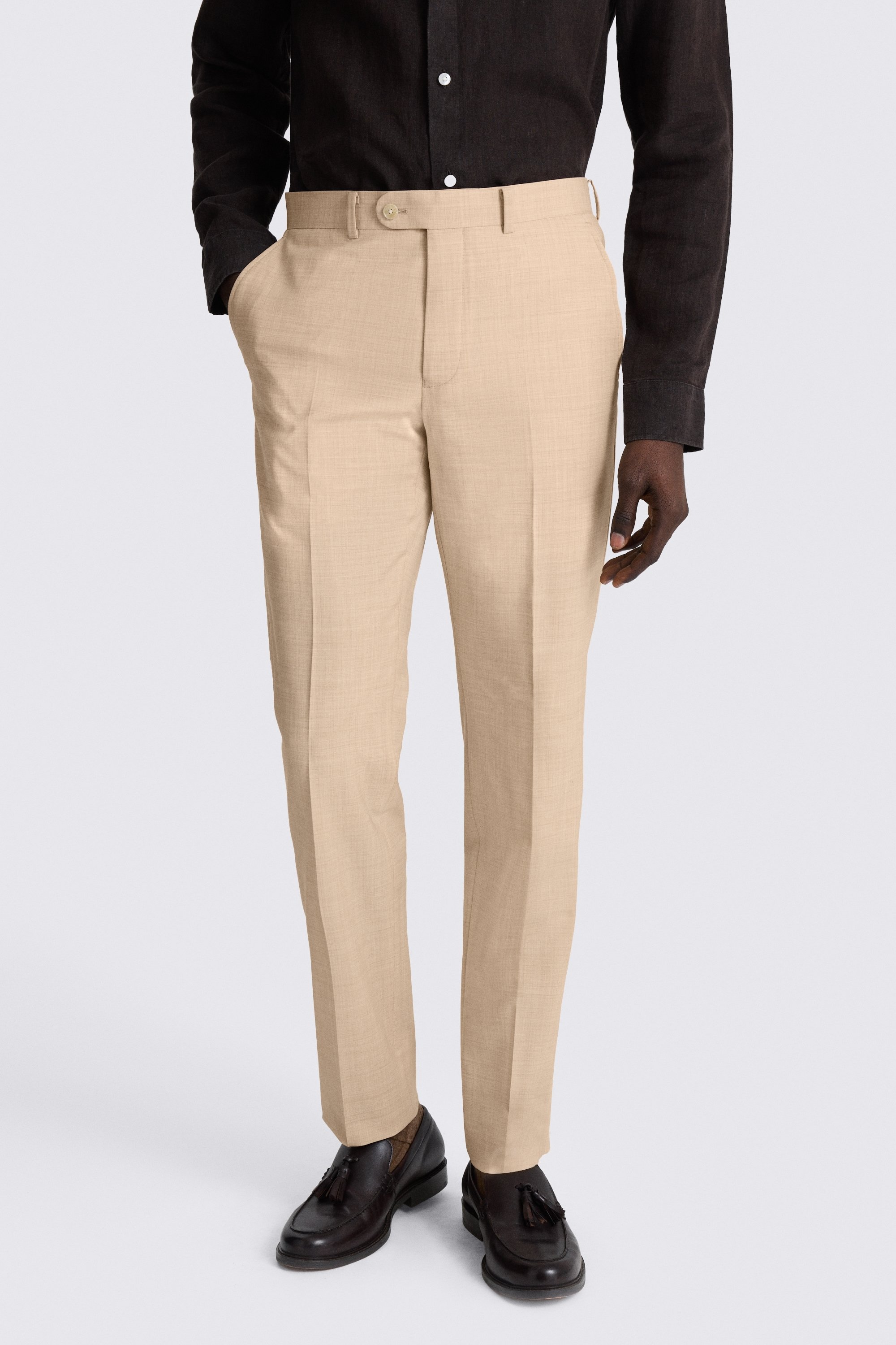 Tailored Fit Neutral Marl Performance Trousers