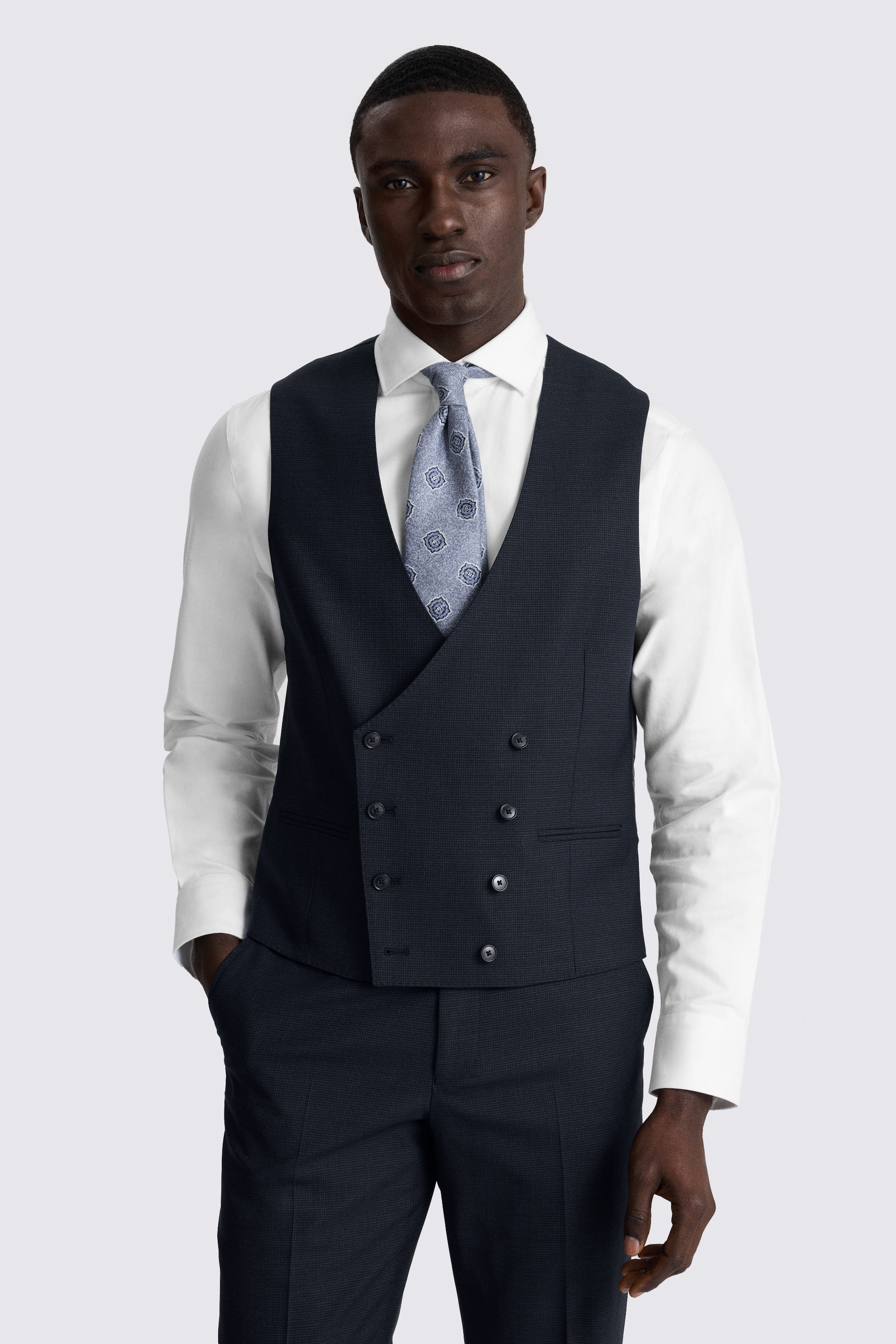 Perfomance Tailored Navy Puppytooth Waistcoat