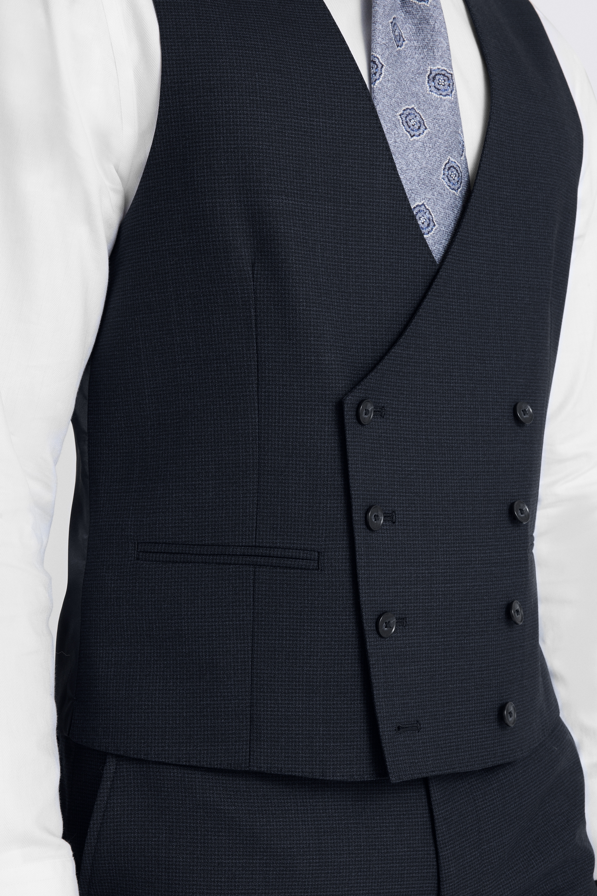 Perfomance Tailored Navy Puppytooth Waistcoat