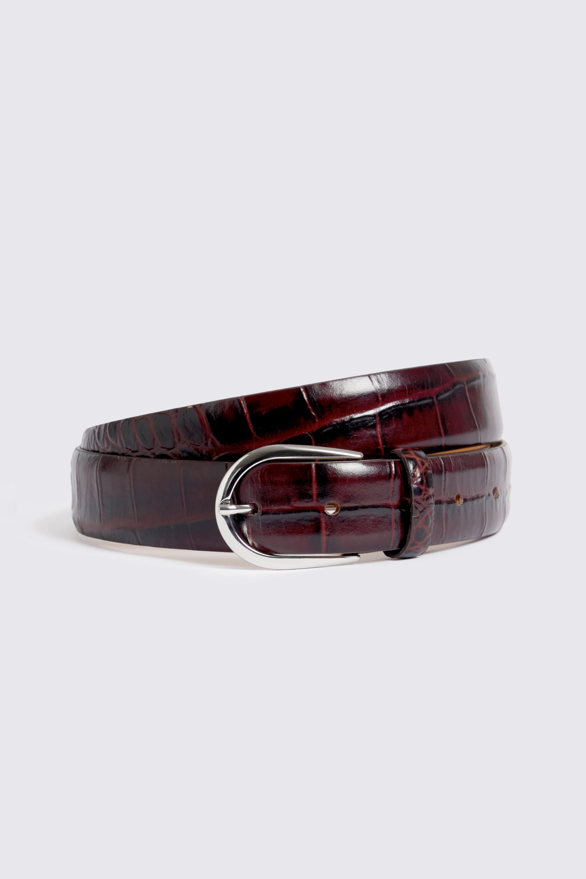 Italian Oxblood Croc Belt