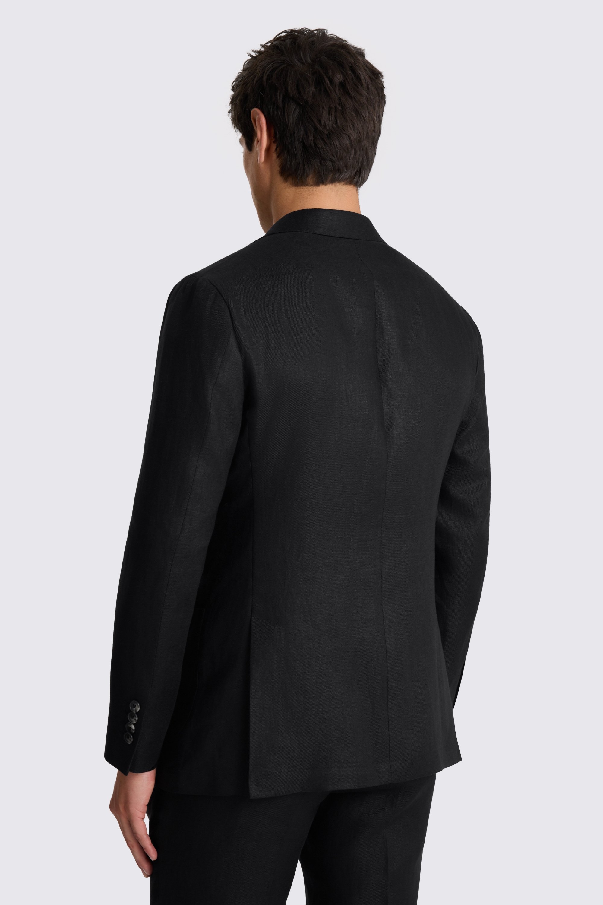 Tailored Fit Black Twill Linen Suit