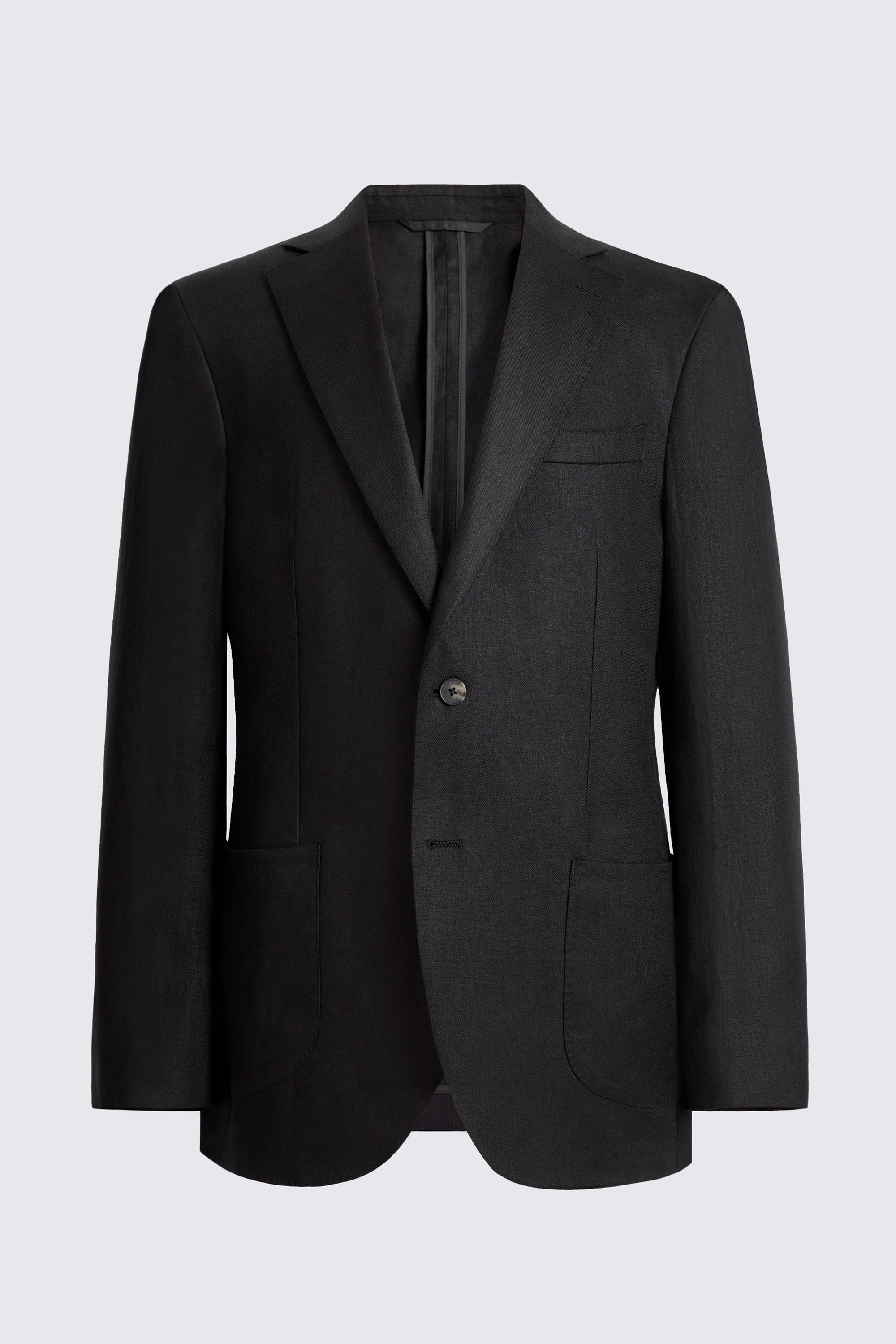 Tailored Fit Black Twill Linen Suit