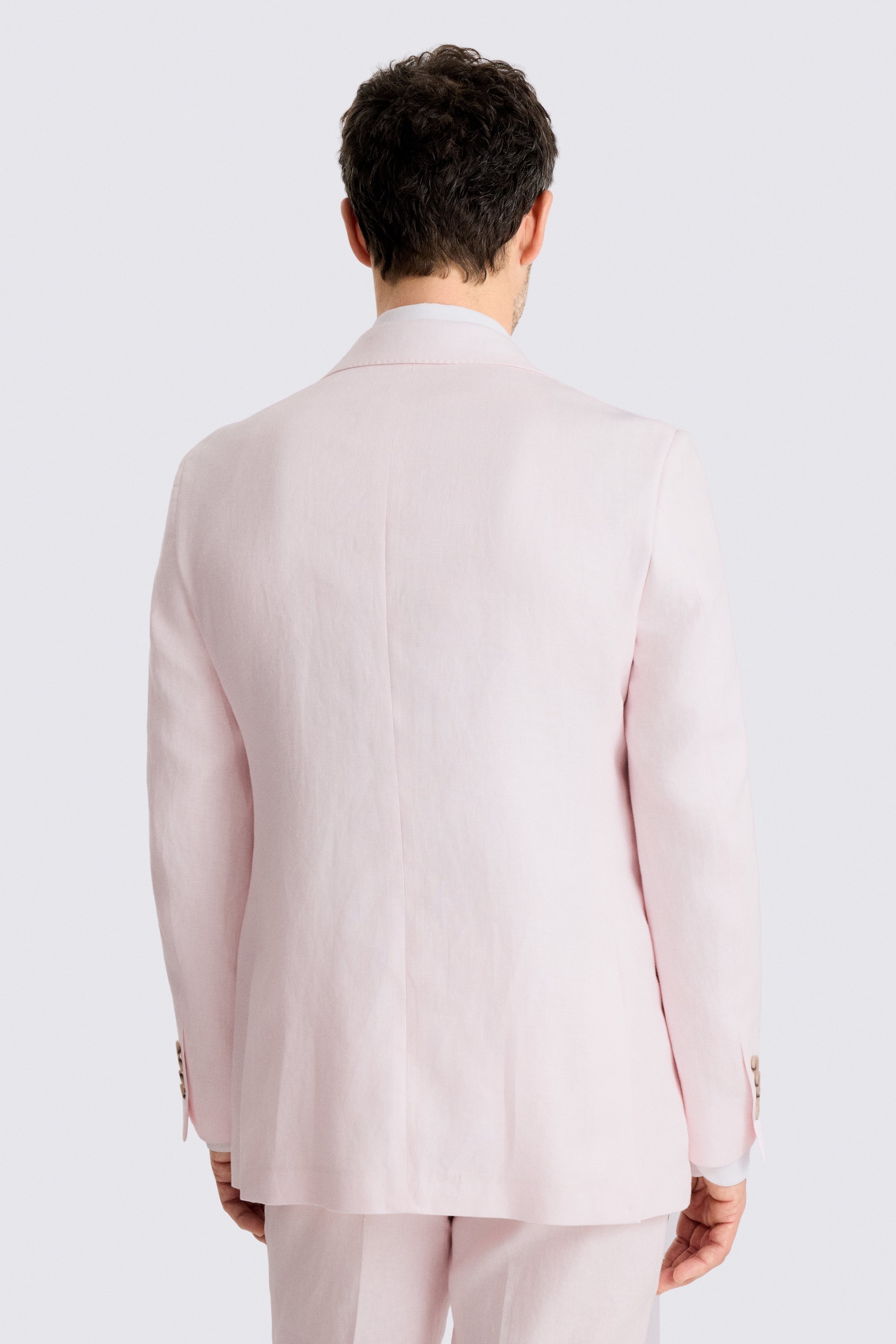 Tailored Fit Pale Pink Twill Linen Suit Jacket
