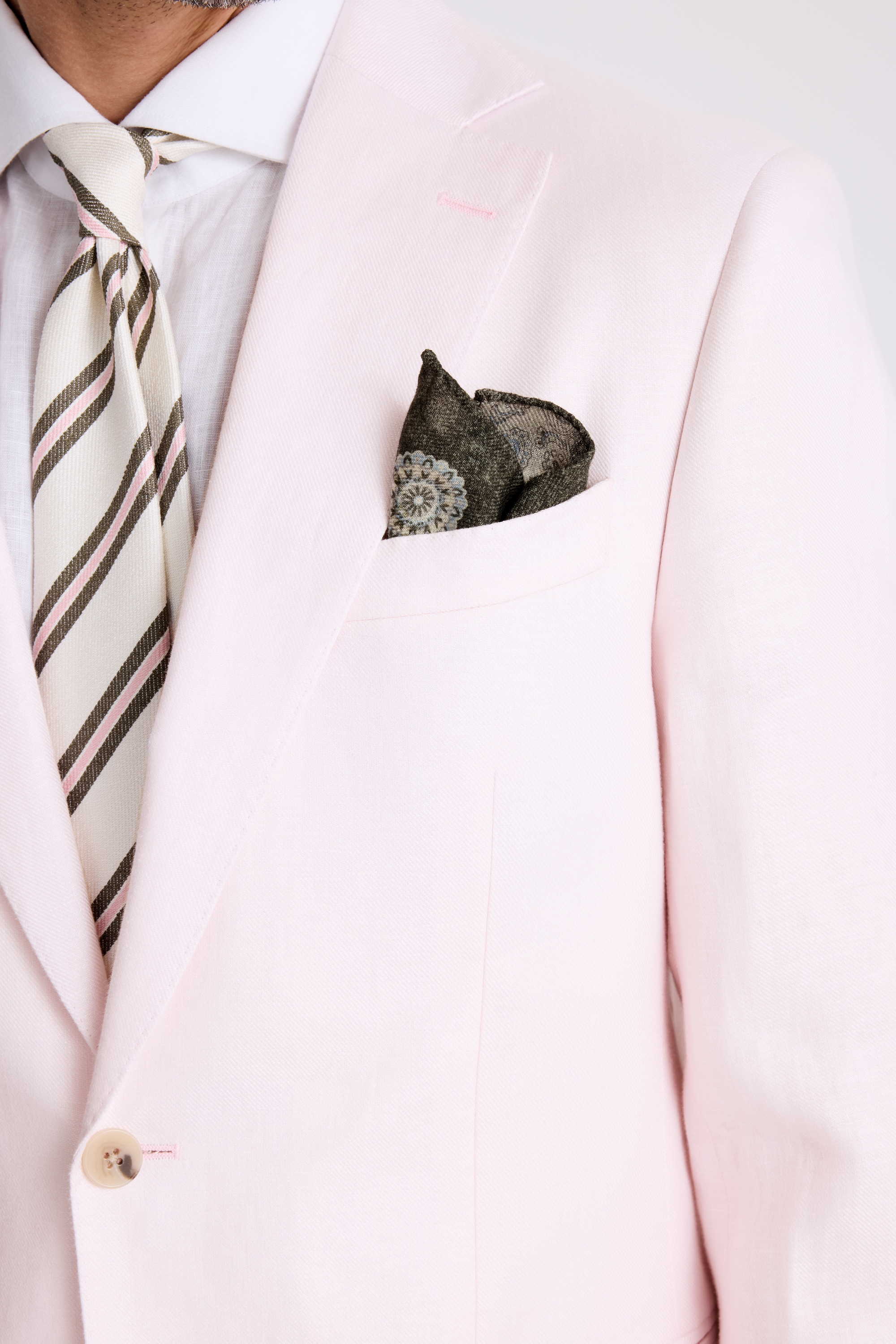 Tailored Fit Pale Pink Twill Linen Suit Jacket