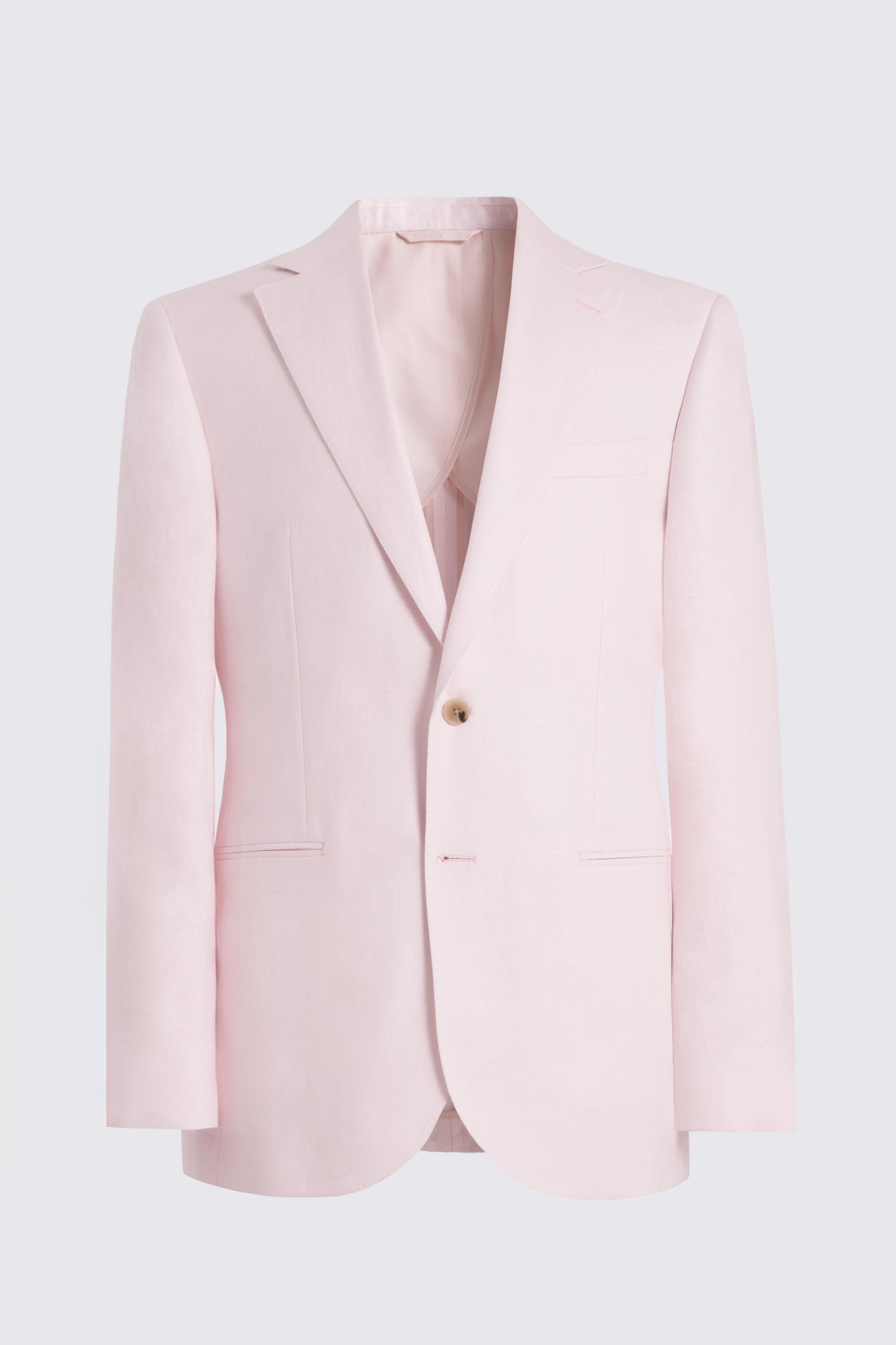 Tailored Fit Pale Pink Twill Linen Suit Jacket