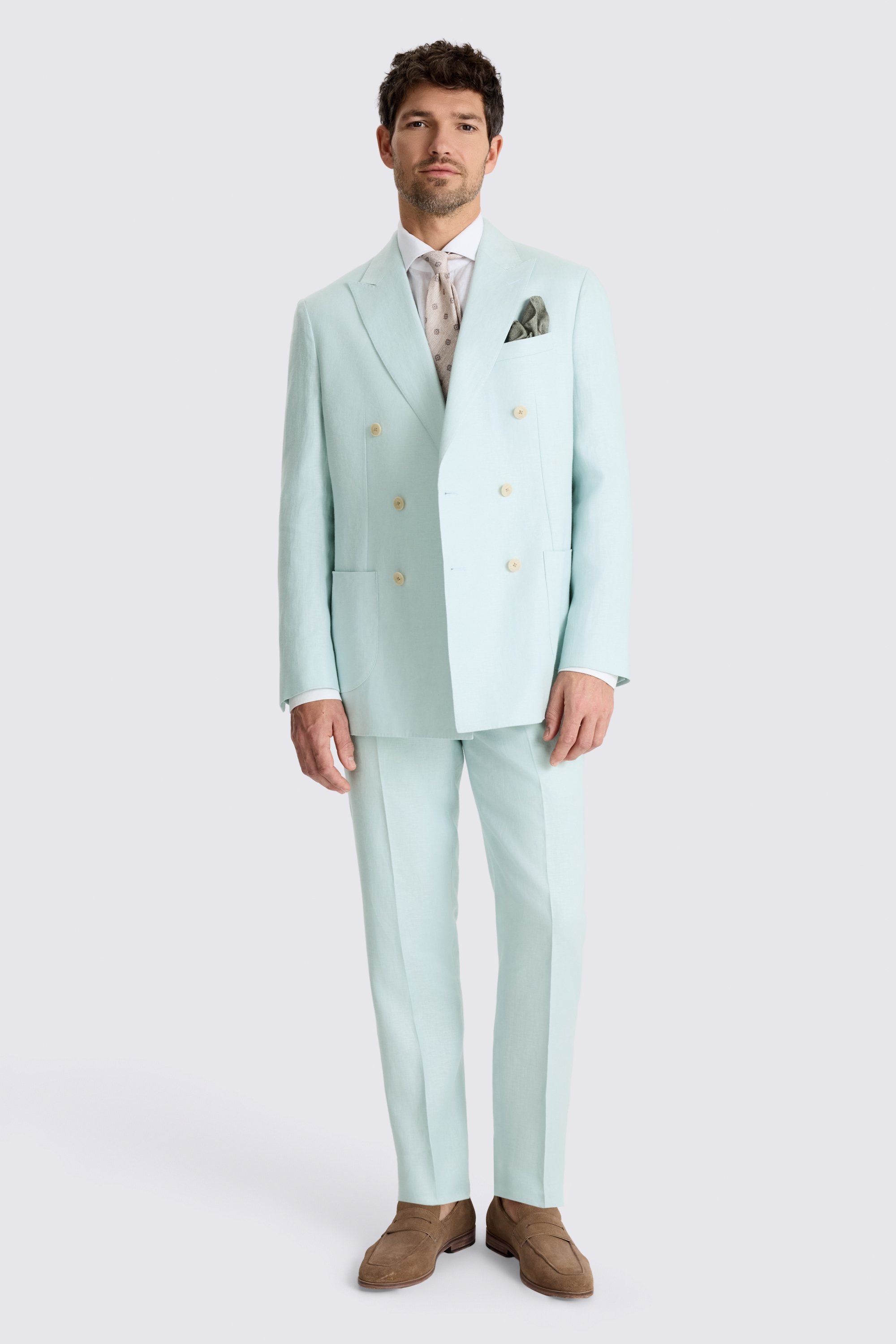 Tailored Fit Aqua Linen Suit Jacket