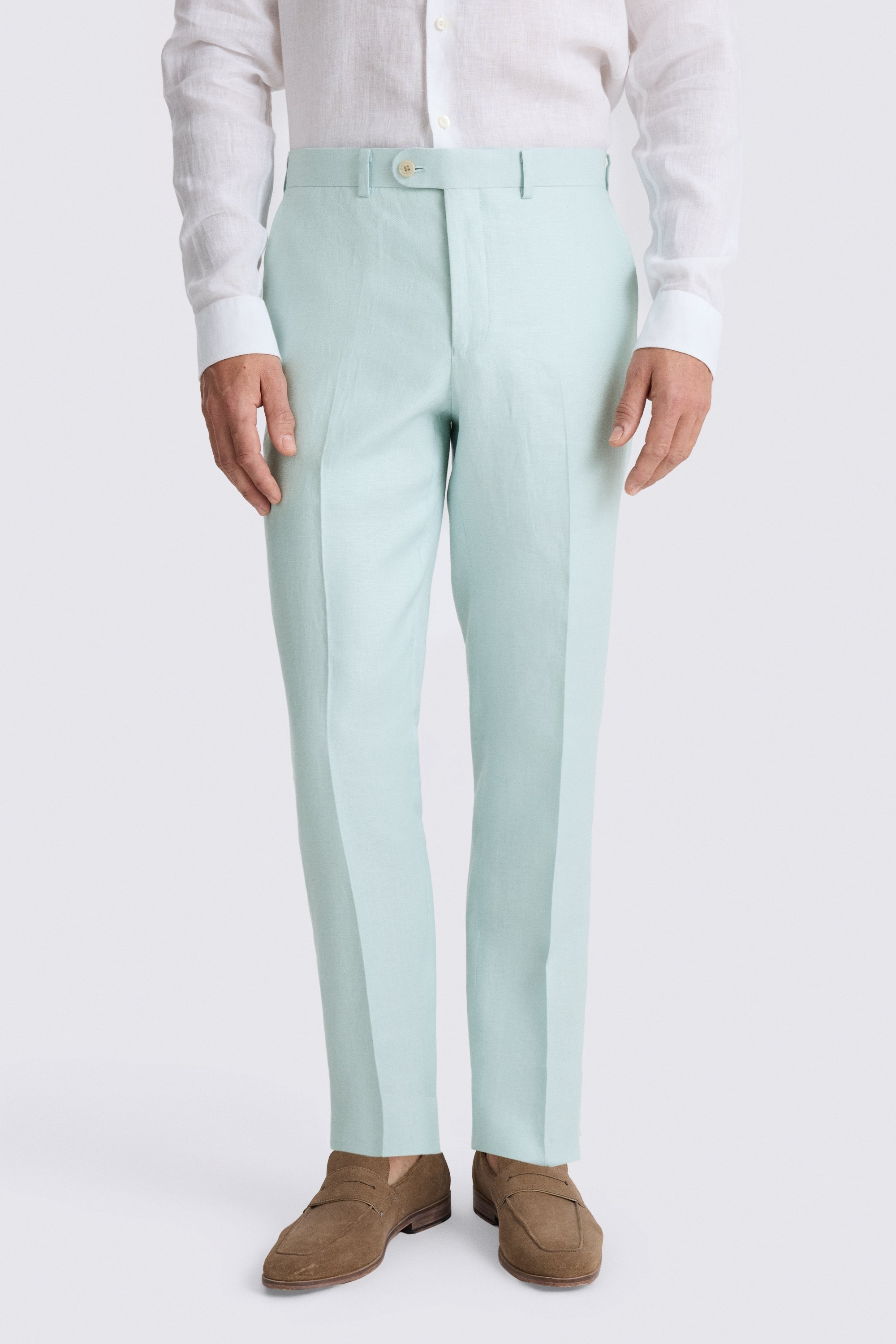 Tailored Fit Aqua Linen Suit Jacket
