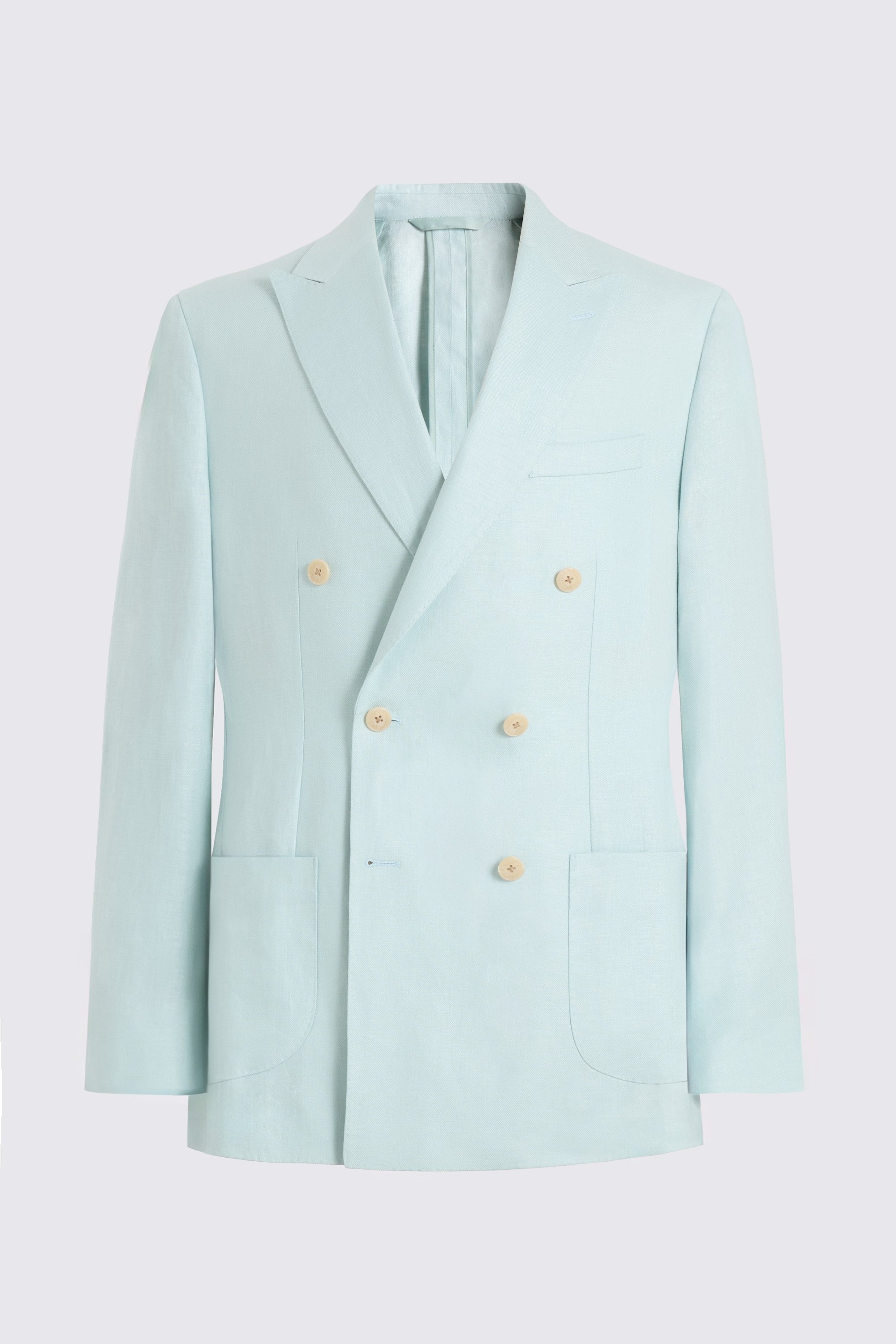 Tailored Fit Aqua Linen Suit Jacket