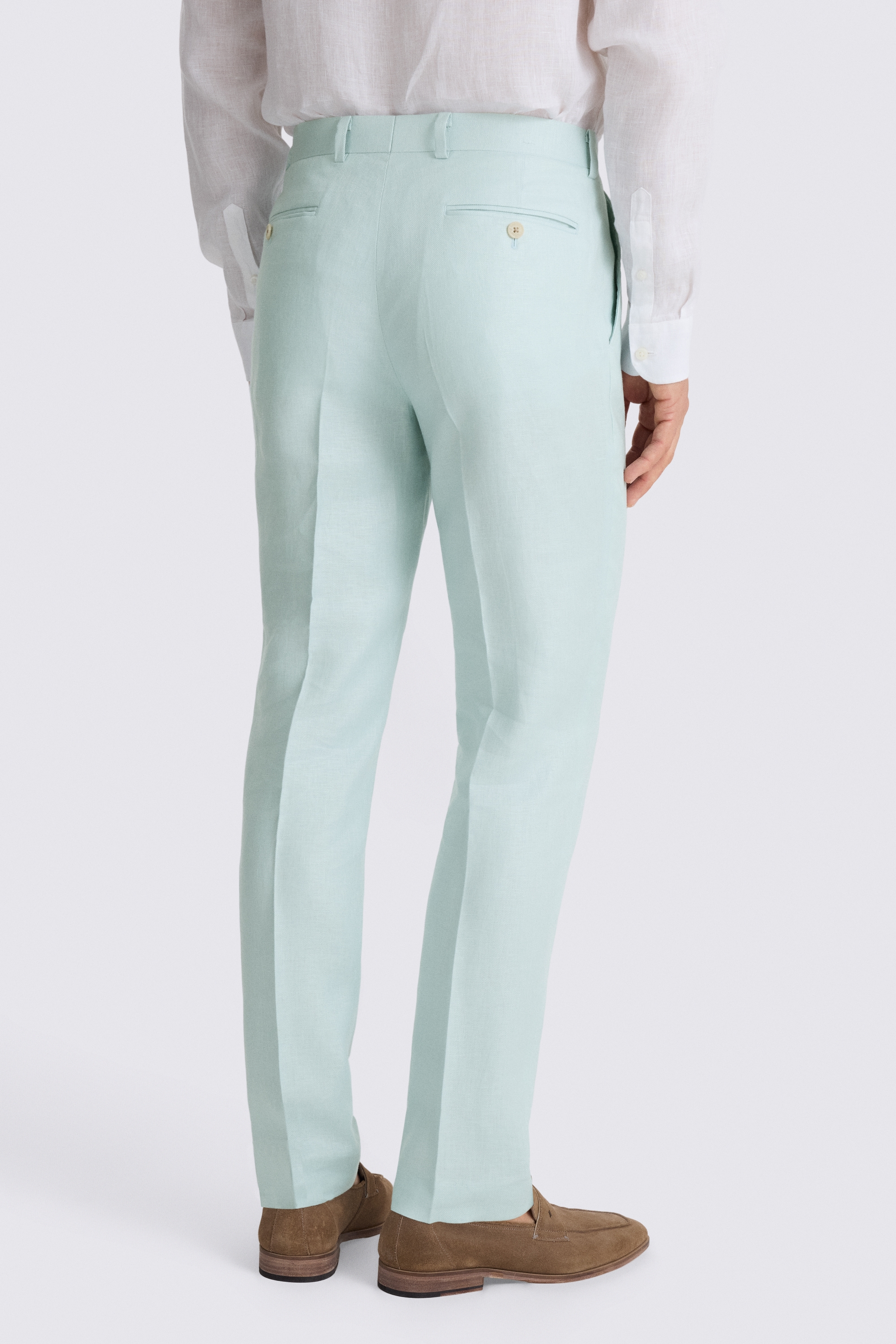 Tailored Fit Aqua Twill Linen Trouser