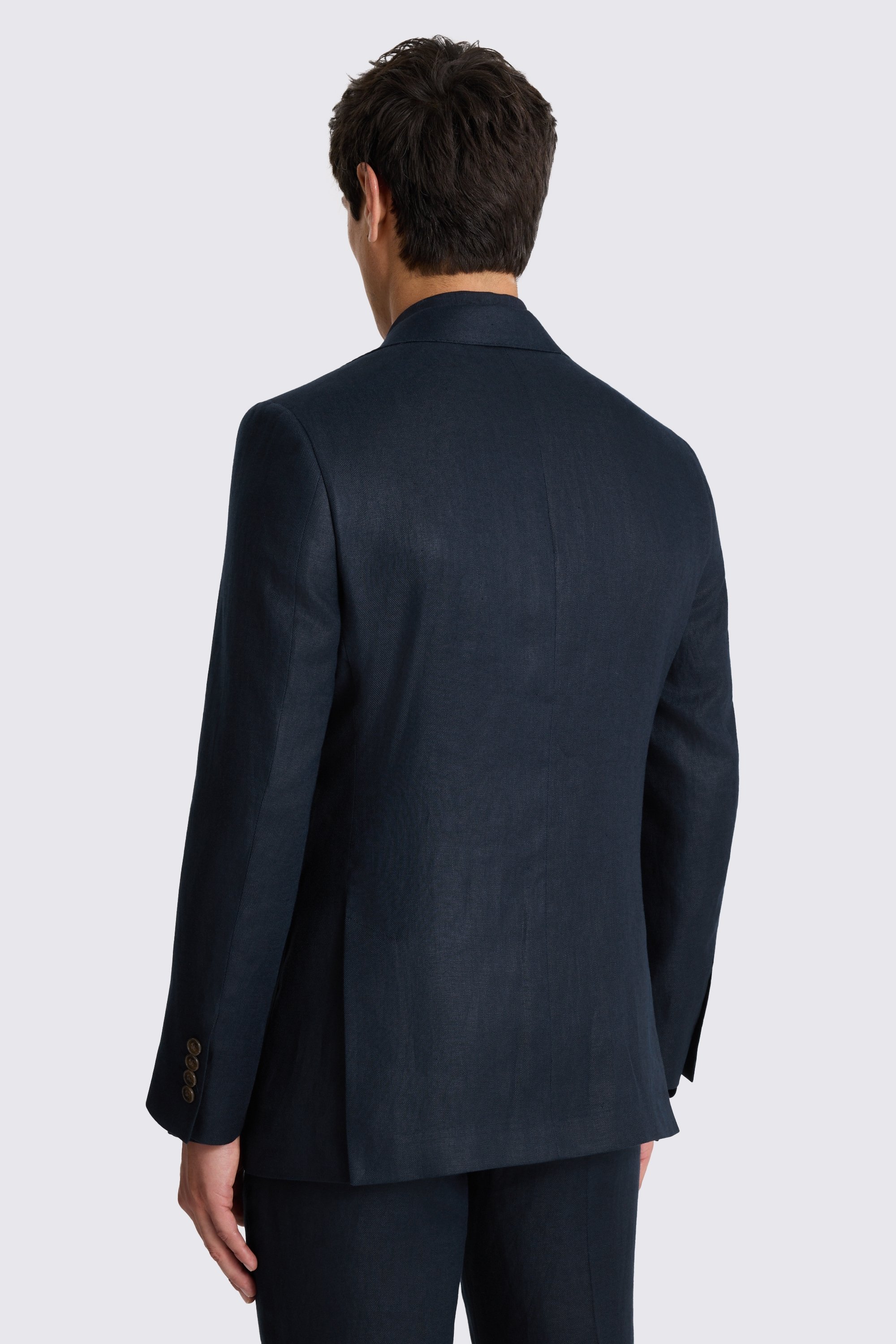 Tailored Fit Navy Twill Linen Suit