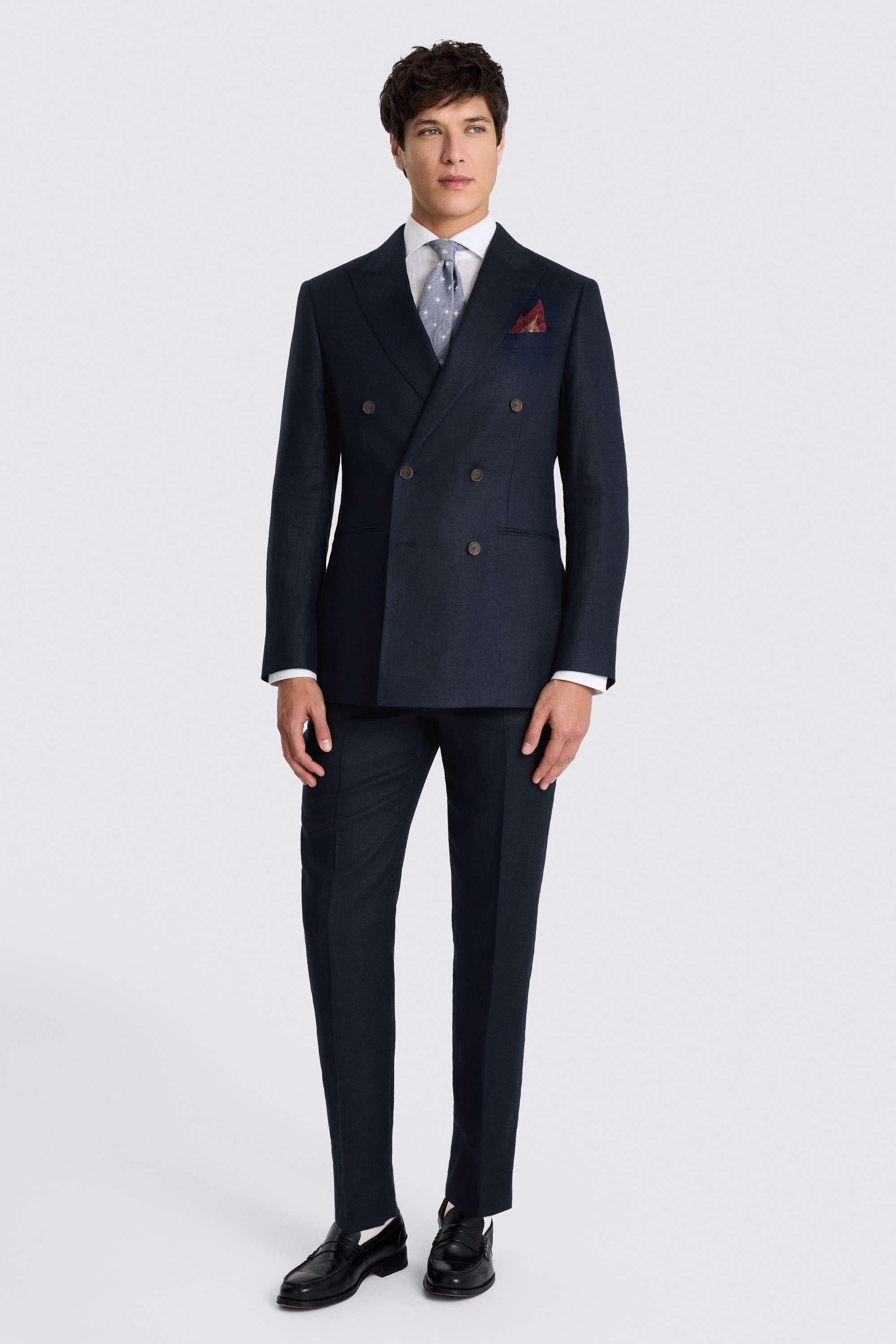 Tailored Fit Navy Twill Linen Suit