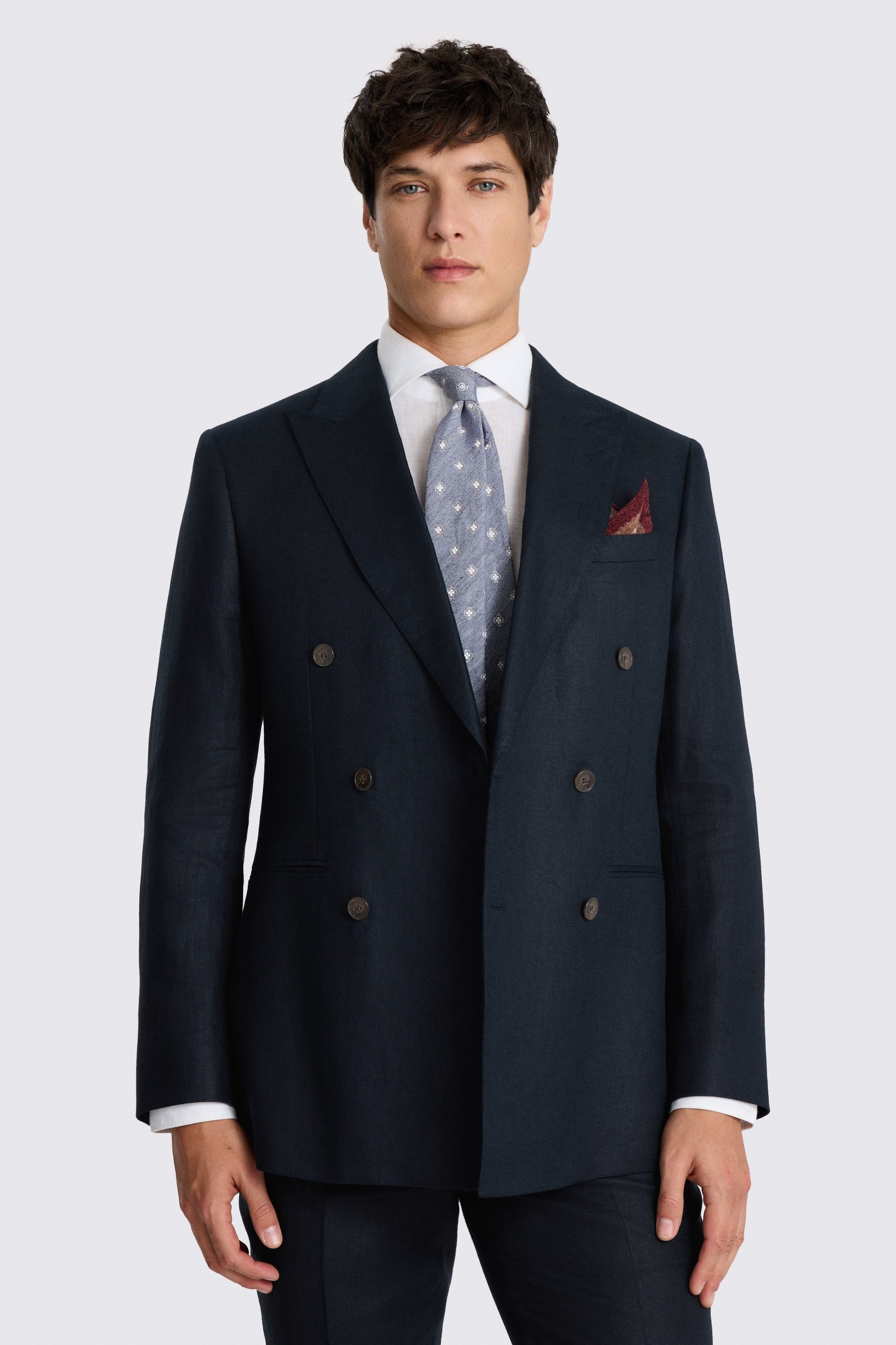 Tailored Fit Navy Twill Linen Suit