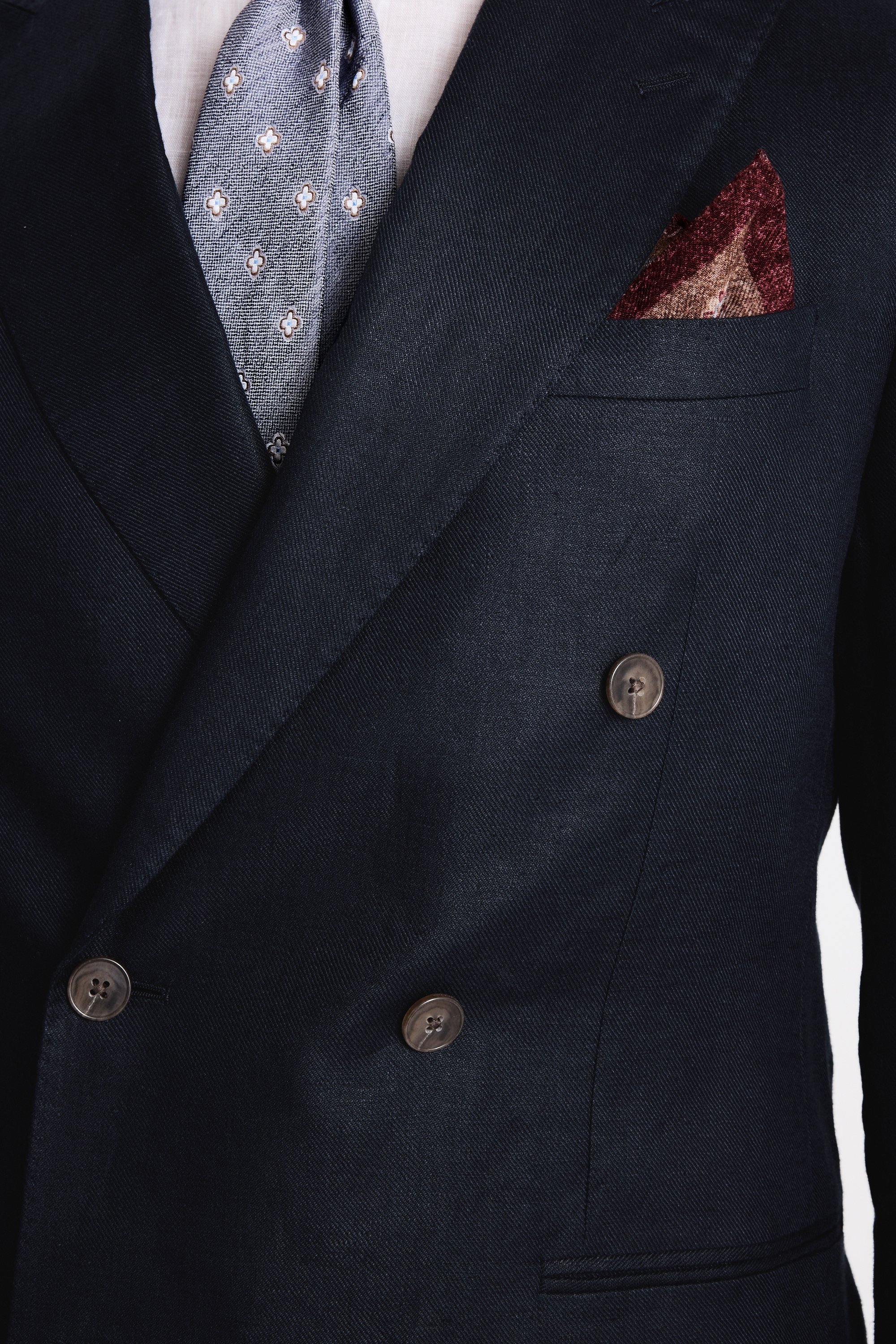 Tailored Fit Navy Twill Linen Suit